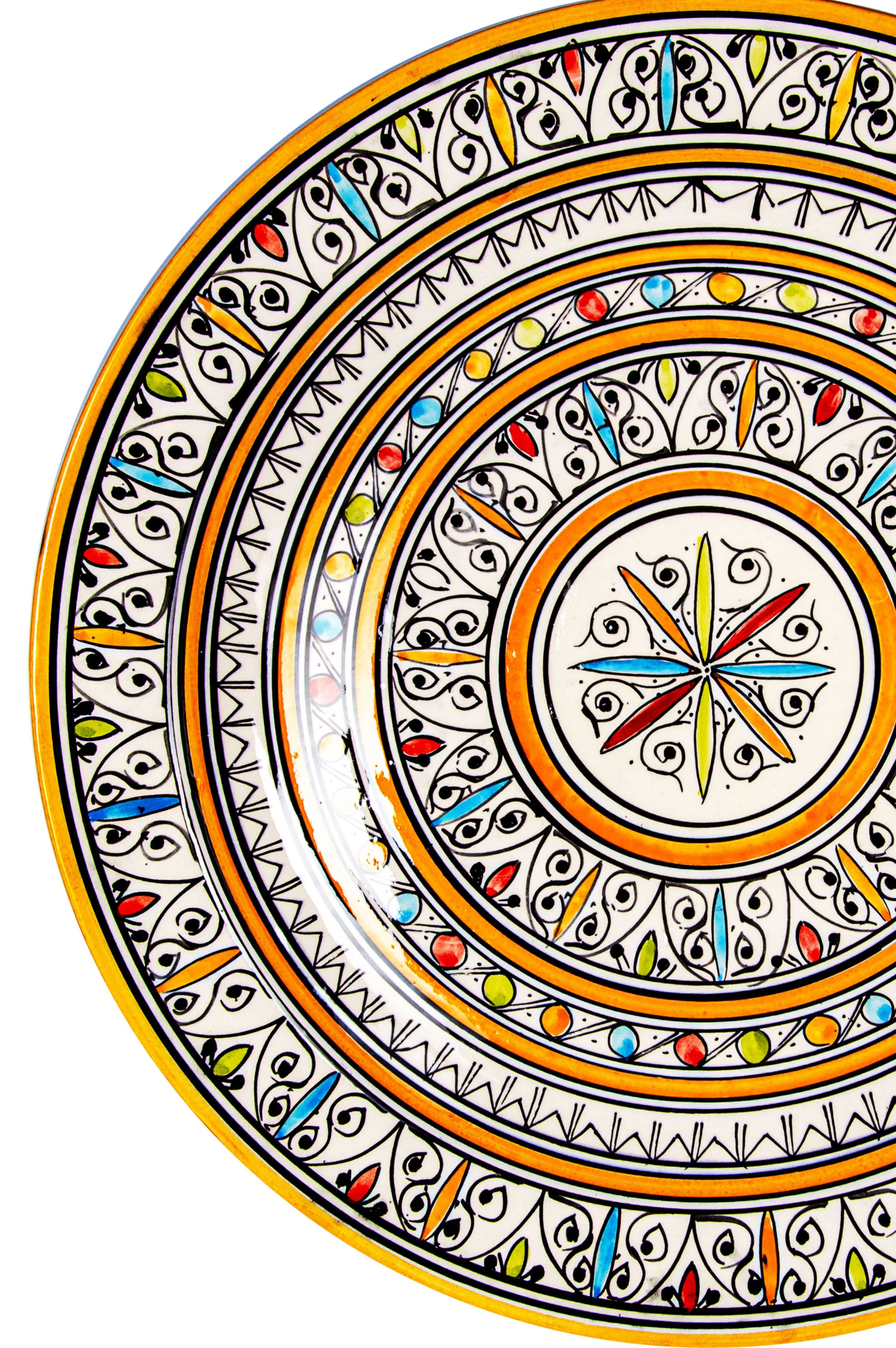 Marrakesch Orient & Mediterran Interior Obstschale Orientalische Keramik-Obstschale Dikra aus Keramik Schale, Bunt 40 cm, Keramik, (1-tlg), Handarbeit