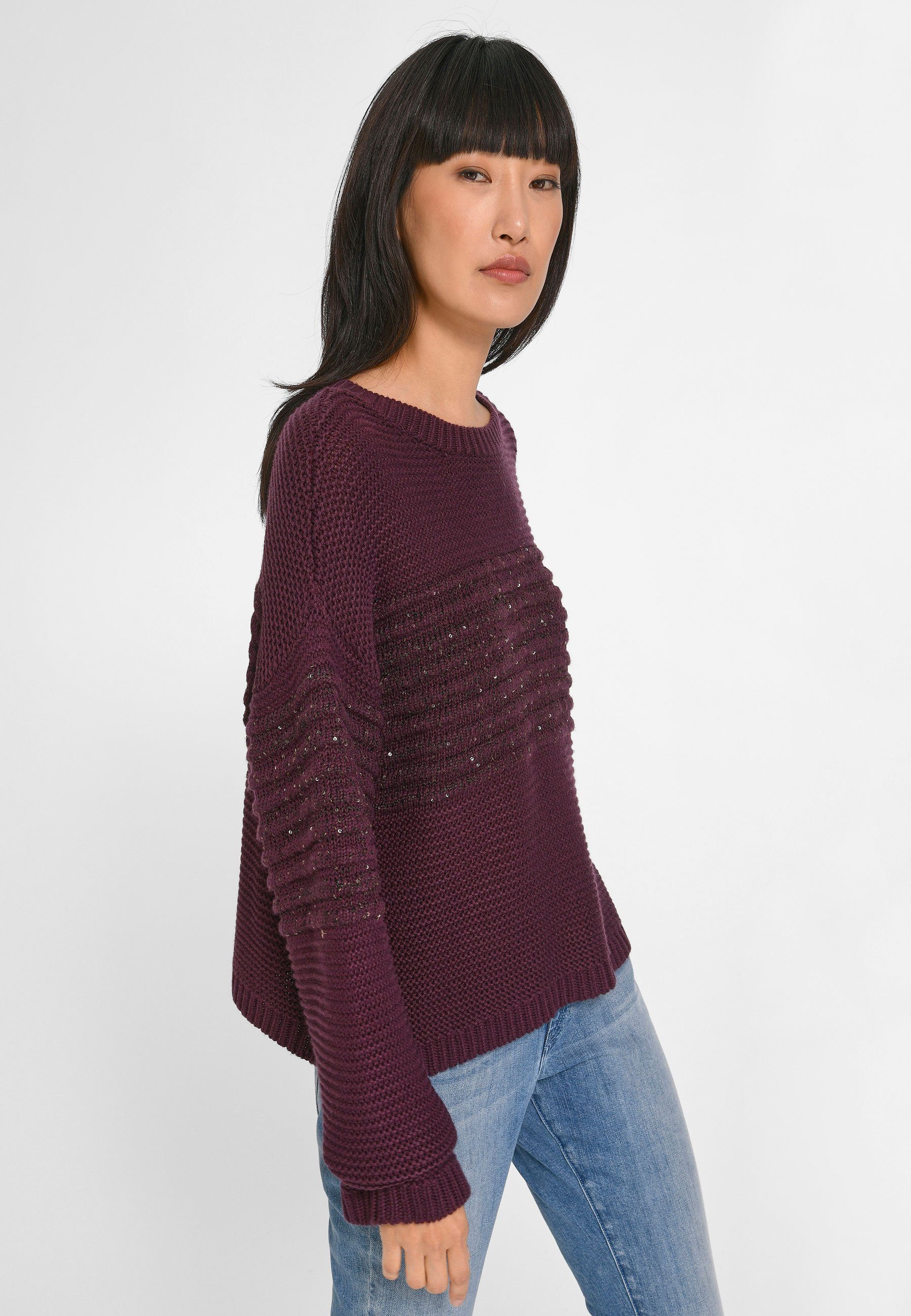 Basler Strickpullover Jumper mit modernem Design burgunder