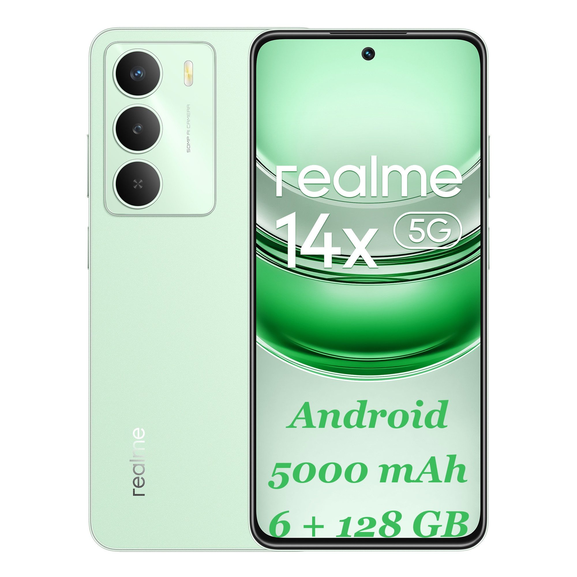 Realme 14X Smartphone 6,67" 120Hz Display, Dimensity 6300, 5000mAh Handy Smartphone (6,67 Zoll, 128 GB Speicherplatz, 50 MP Kamera, NFC, Stoßfest IP64, 6+128GB)