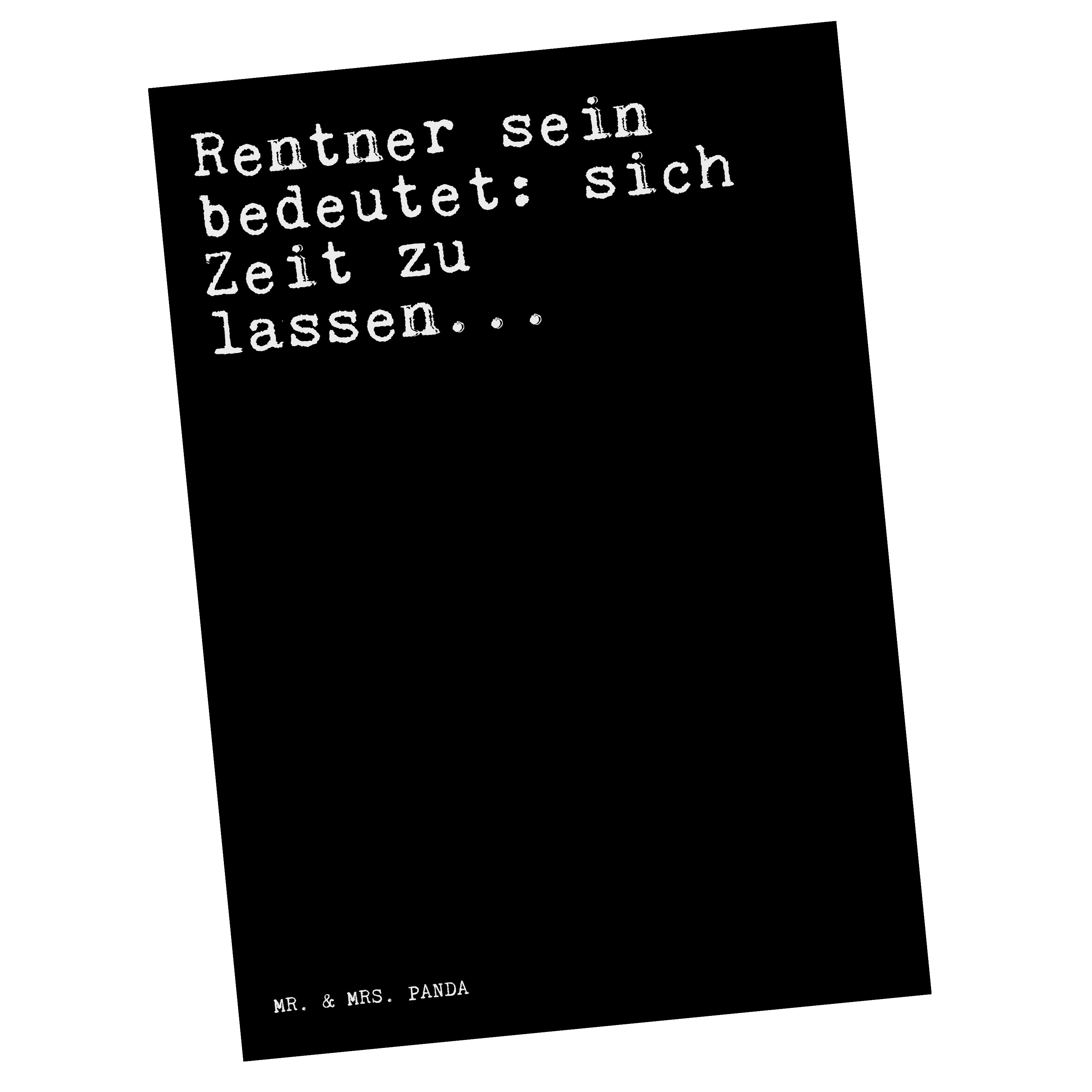 Mr. & Mrs. Panda Rentner Geschenk, Rentnerin, Postkarte sich... - Schwarz bedeutet: sein Spruc 