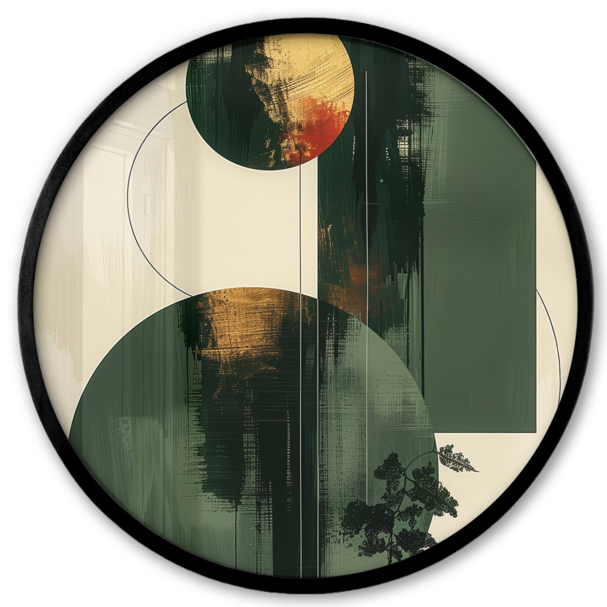 MuchoWow Poster Rund - Kunst - Kreise - Modern - Abstrakt, (1 St), Runde Wandbilder, Deko für Wohnzimmer und Schlafzimmer, 40x40 cm