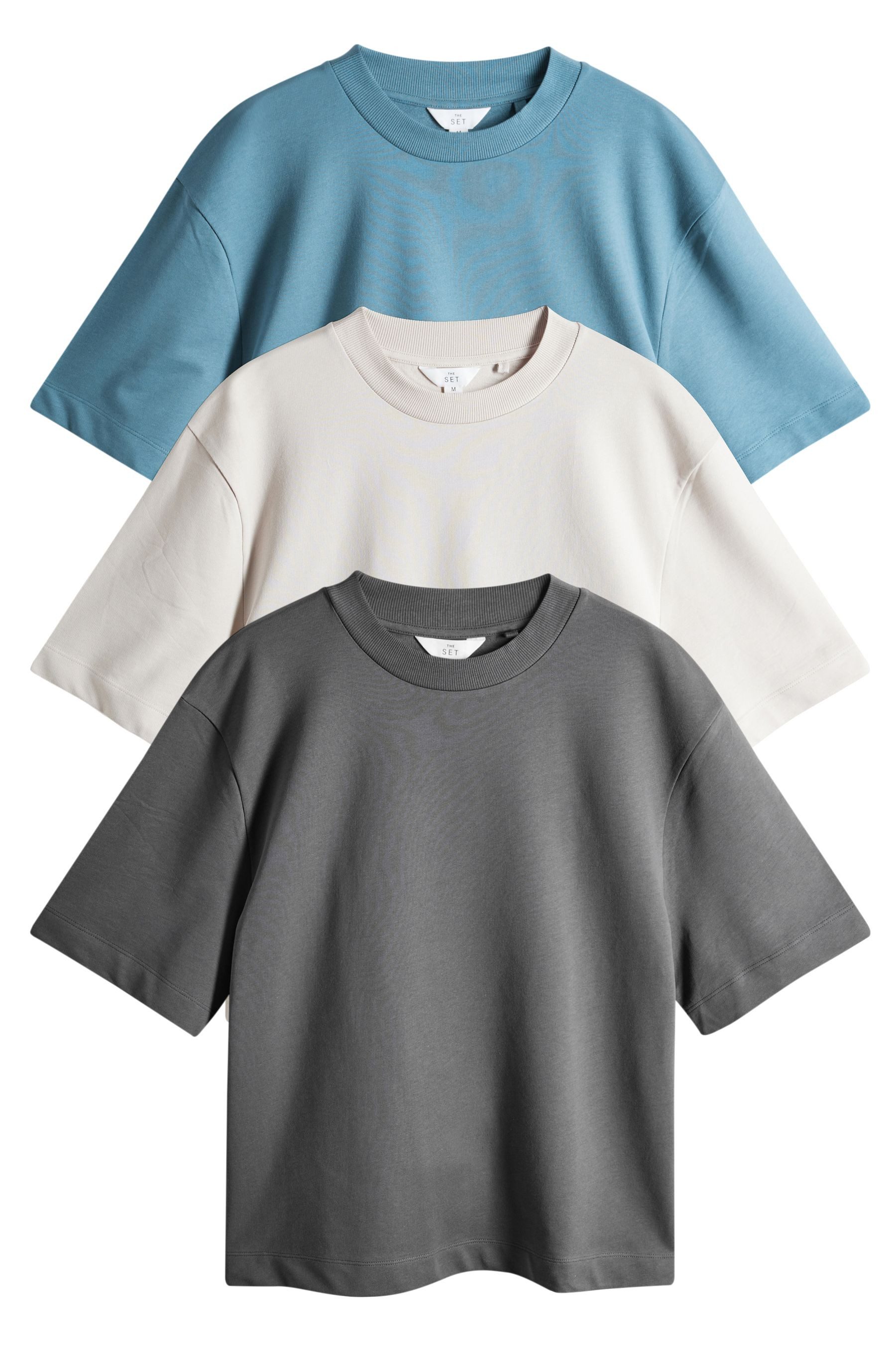 The Set T-Shirt The Set weiche Relaxed Frottee-T-Shirts, 3er-Pack (3-tlg) günstig online kaufen