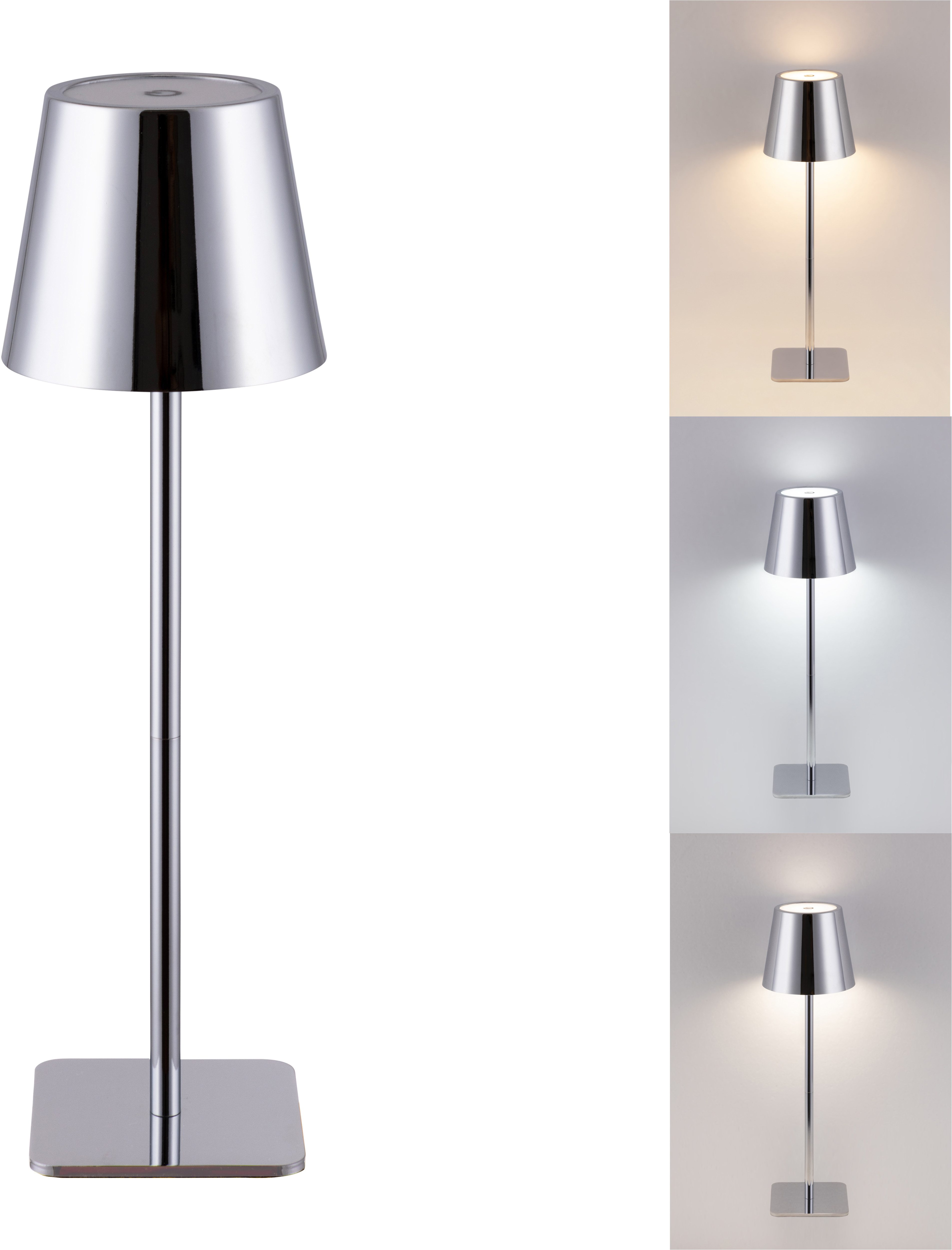OTTO home LED Tischleuchte Merrin - 2er Set Akkuleuchte, Dimmer, Dimmfunktion, USB-Ladefunktion, LED fest integriert, warmweiß - kaltweiß, 2er Set, dimmbar, Farbwechsel, Akku Tischlampe, LED, USB-C, CCT