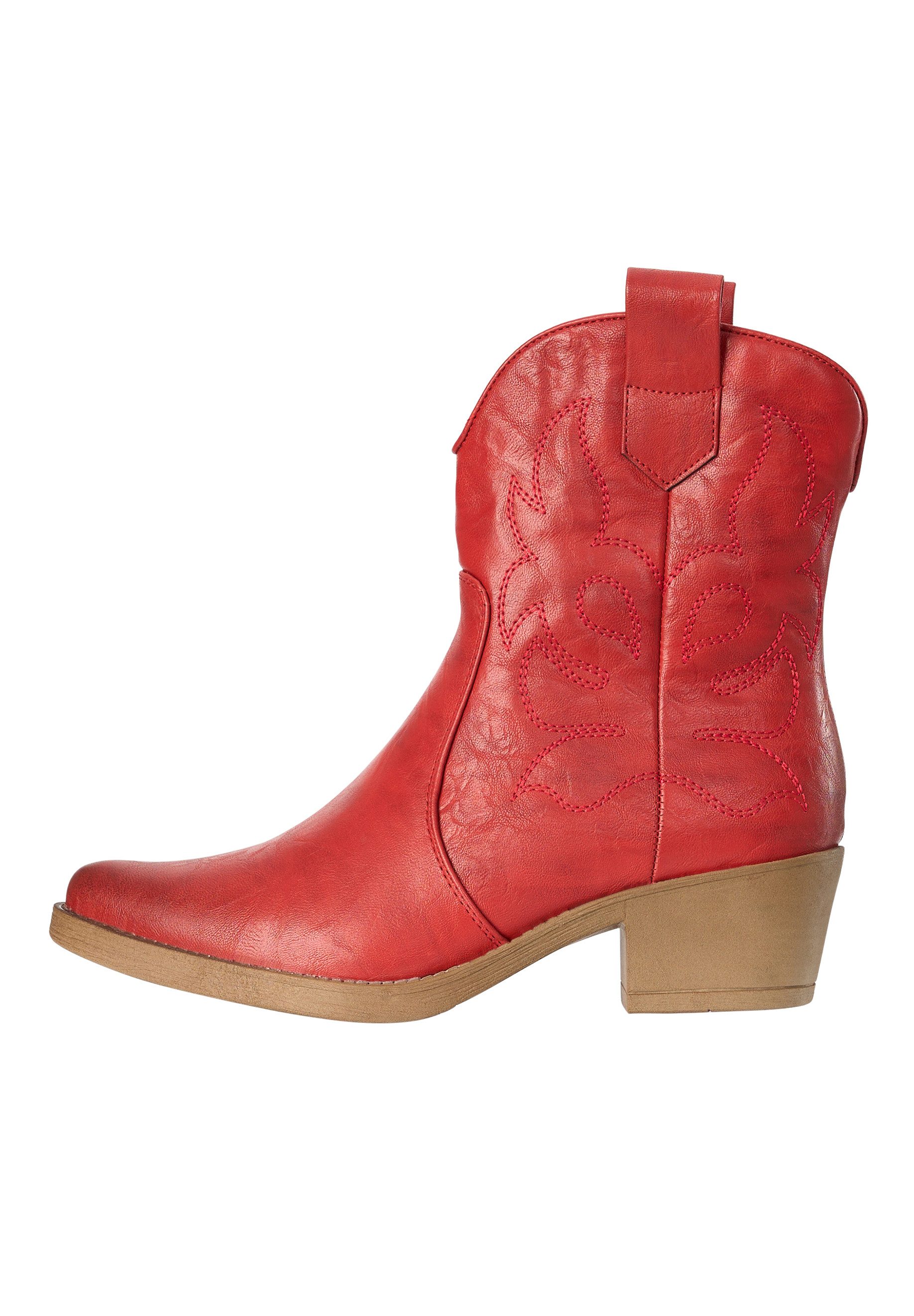 Salinyang Damen Western Cowboy Boots mit Ziernähten und Blockabsatz Stiefelette
