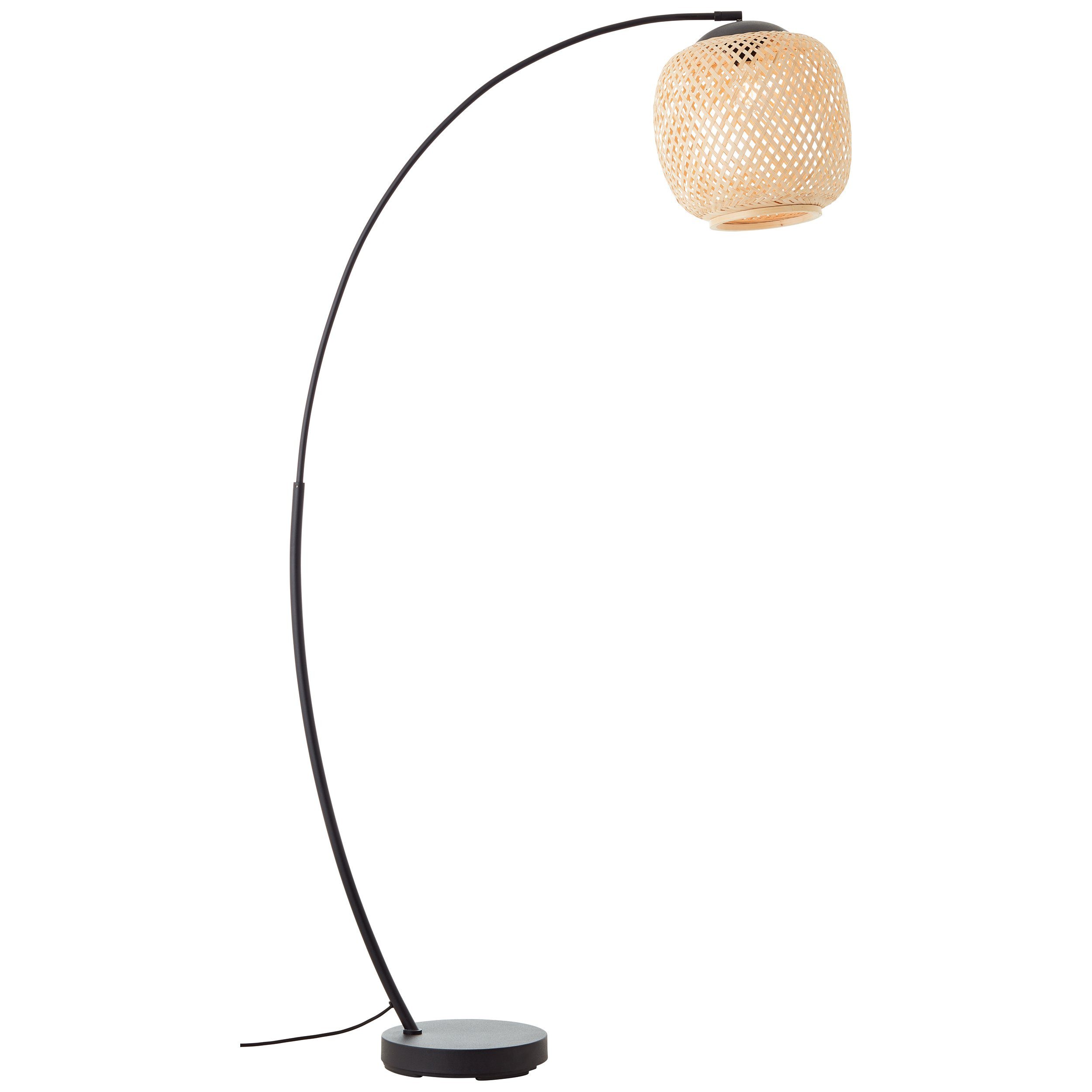Brilliant Stehlampe Mesa, Mesa Standleuchte 1x Metall/Bambus, schwarz/rattan, E27 A60, 1-flammig