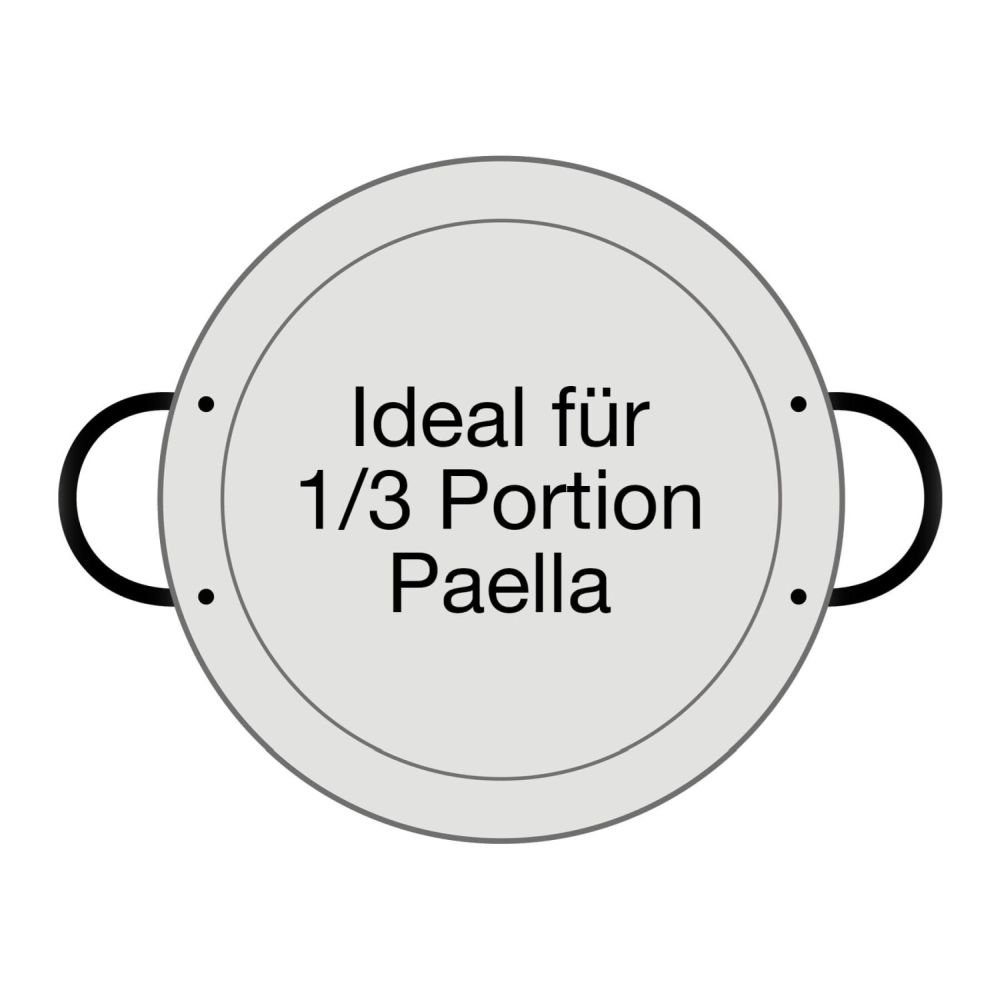 World Paella verschiedenen poliert Größen in mit Stahl Paellapfanne wählbar, International Stahl Griffen,