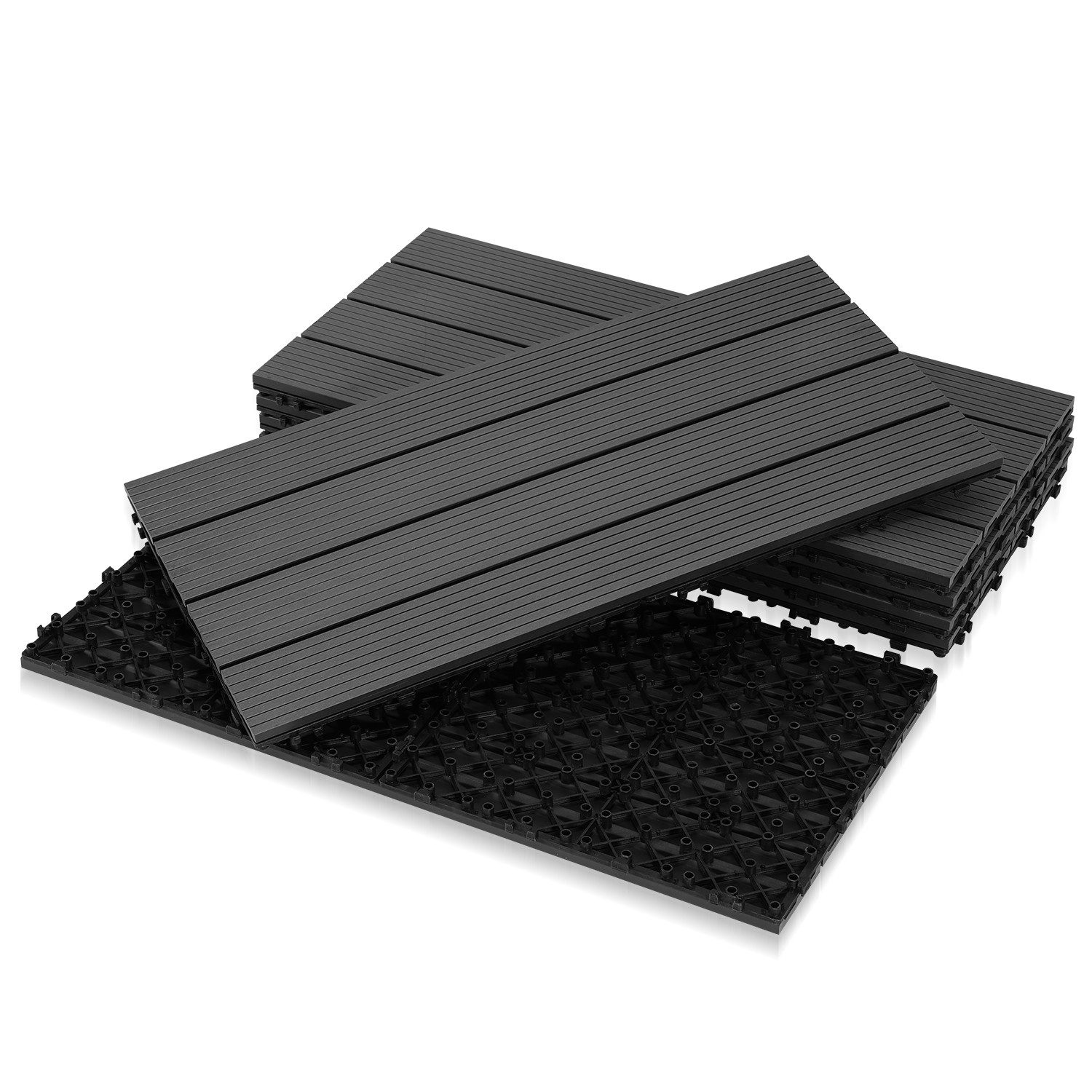 Clanmacy Holzfliesen WPC Terrassenfliesen Holzfliesen 60x30cm günstig online kaufen