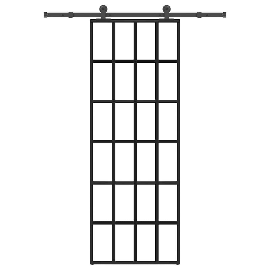 vidaXL Haustür Schiebetür mit Beschlag 76x205 cm ESG-Glas & Aluminium (1-St)
