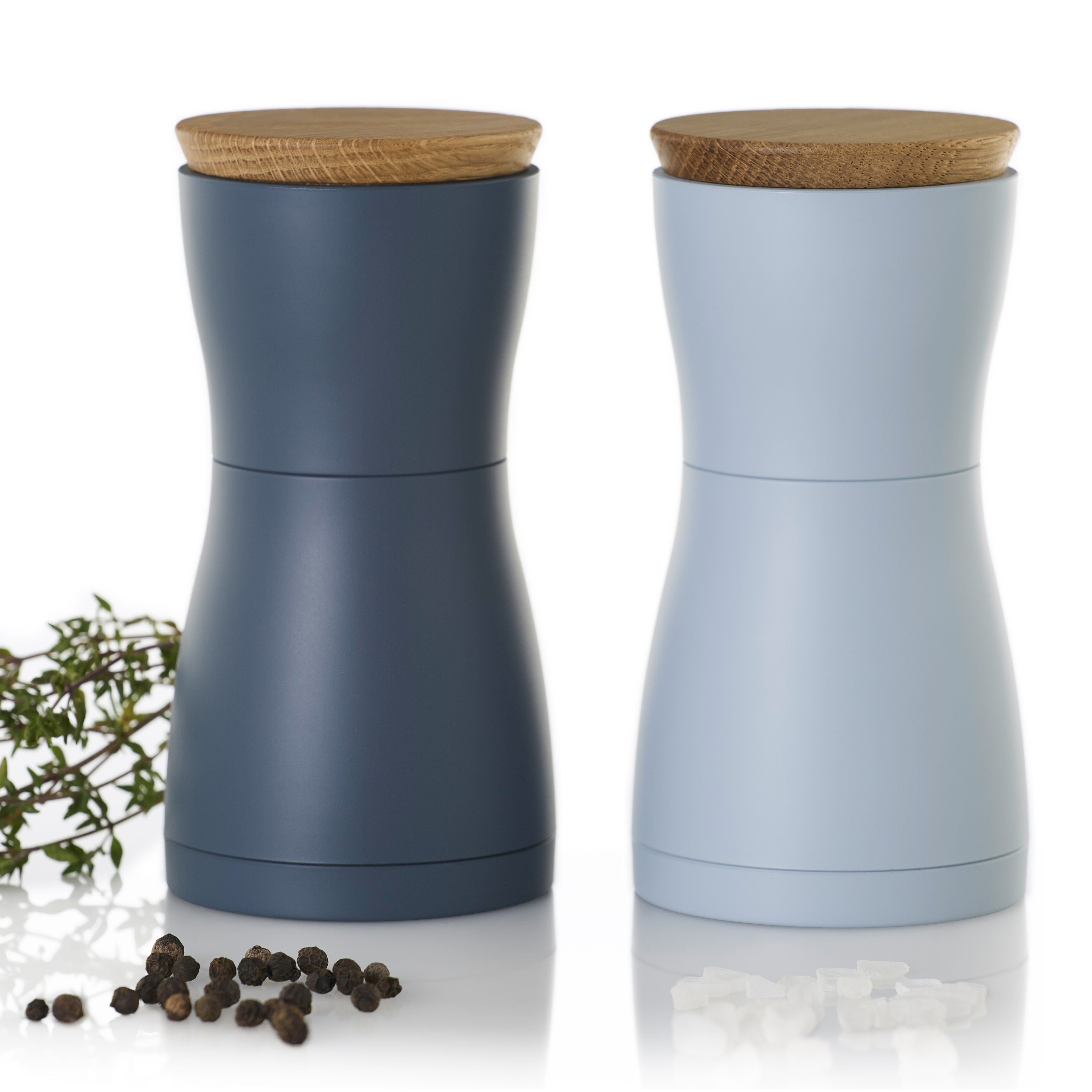 AdHoc Salz-/Pfeffermühle Set aus 2 Gewürzmühlen TWIN manuell, (2 Stück), Hochwertiges Keramik-Mahlwerk, modernes Design