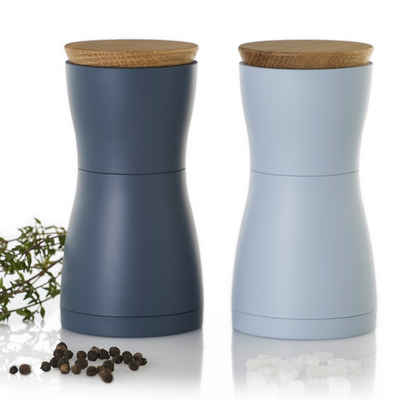 AdHoc Salz-/Pfeffermühle »Set aus 2 Gewürzmühlen TWIN« manuell, (2 Stück), Hochwertiges Keramik-Mahlwerk, modernes Design