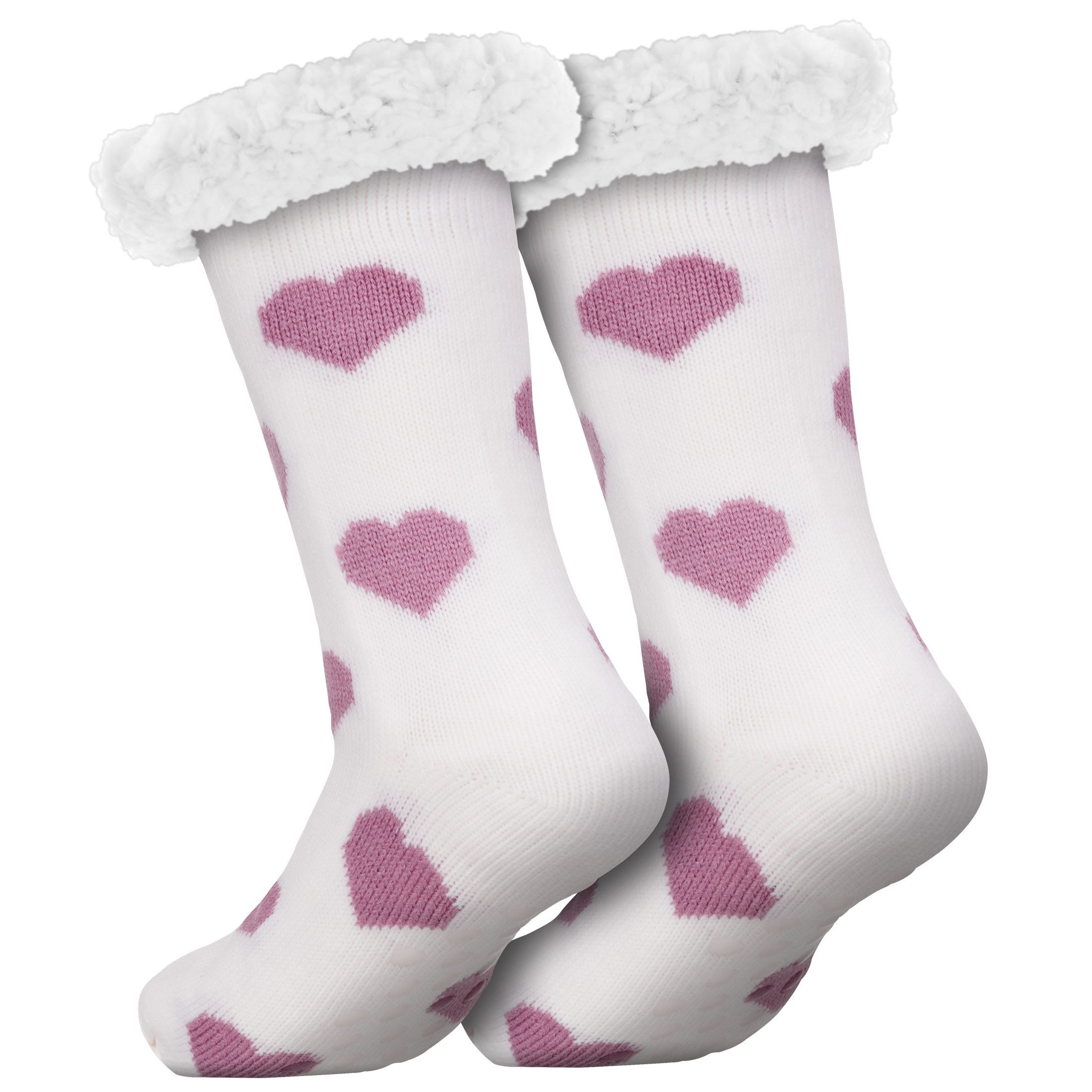 compagno Kuschelsocken (1-Paar) Kuschelsocken Herzen Anti Rutsch Sohle Wintersocken Noppensocken
