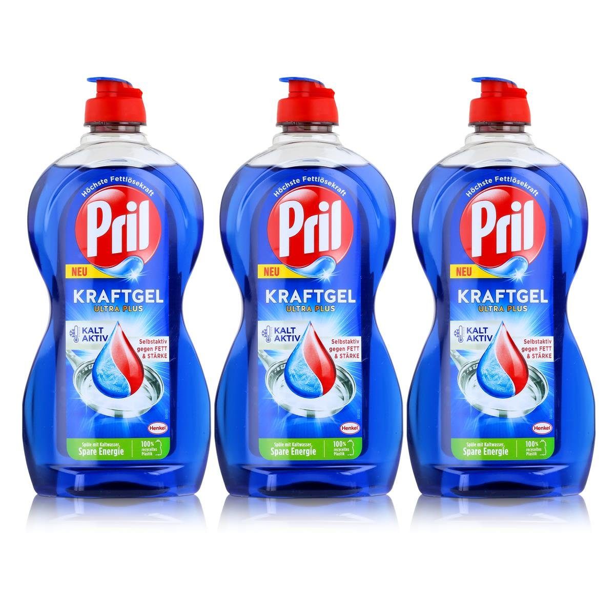 Plus Ultra PRIL Kraftgel Pril Pa - (3er Fettlösekraft Hohe 450ml Spülmittel Geschirrspülmittel