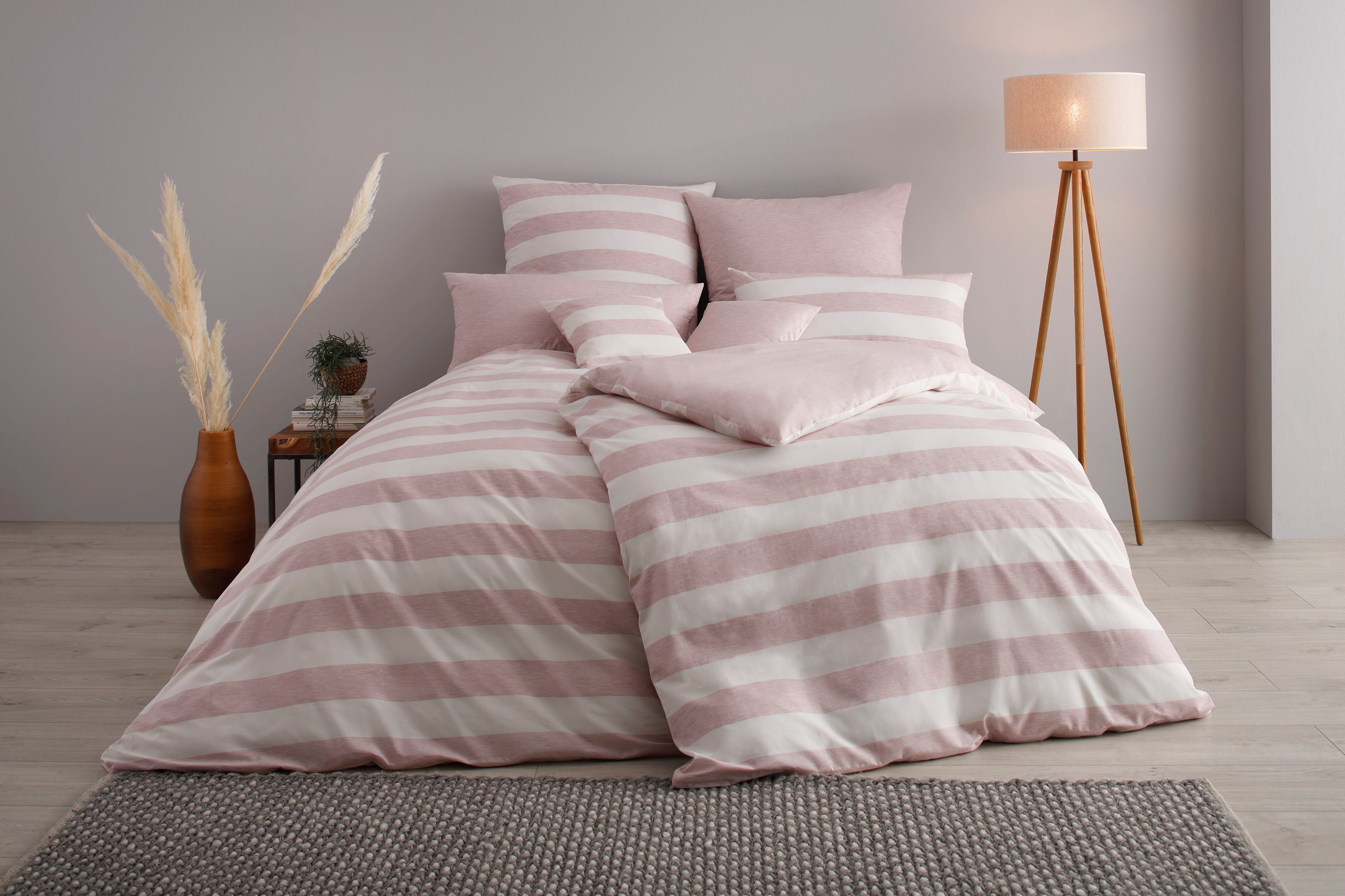 OTTO home Spannbettlaken BIG STRIPE Jersey 160 g/m², 97% Bio-Baumwolle 3% Elasthan, Bettlaken, Jersey, Gummizug: rundum, (1 Stück), Bettlaken Bio-Baumwolle, für Matratzen bis 30cm Höhe, perfekter Sitz