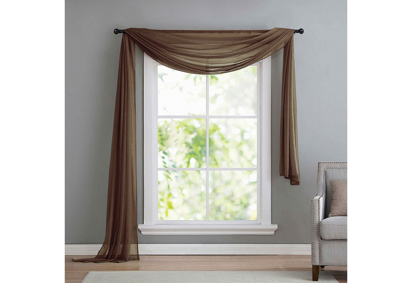 Gardinenbox Freihanddeko (1 St), ohne, transparent, Voile, Uni Volant Transparent Polyester 600cm 140cm