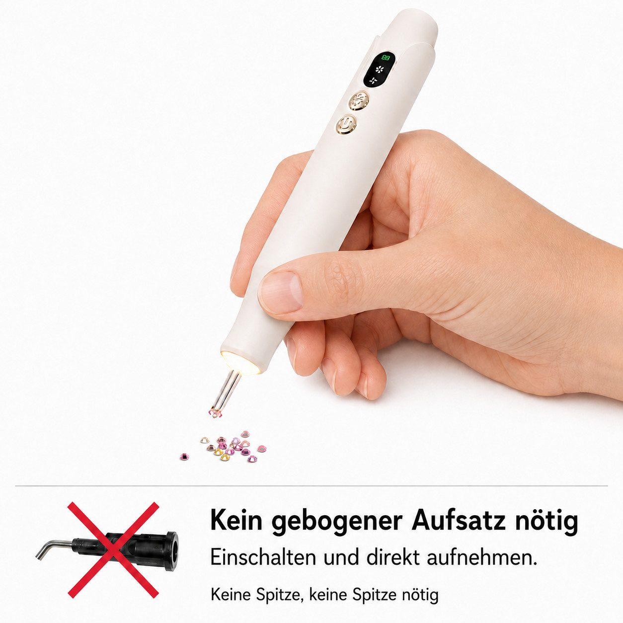 Cetipaw 3D-Drucker-Stift Elektrischer Diamond Painting Zubehör mit Beleuchtung, 7-H-Laufzeit, ein Tipp für alle Arten von Diamanten geeignet, Leiser Saugstift