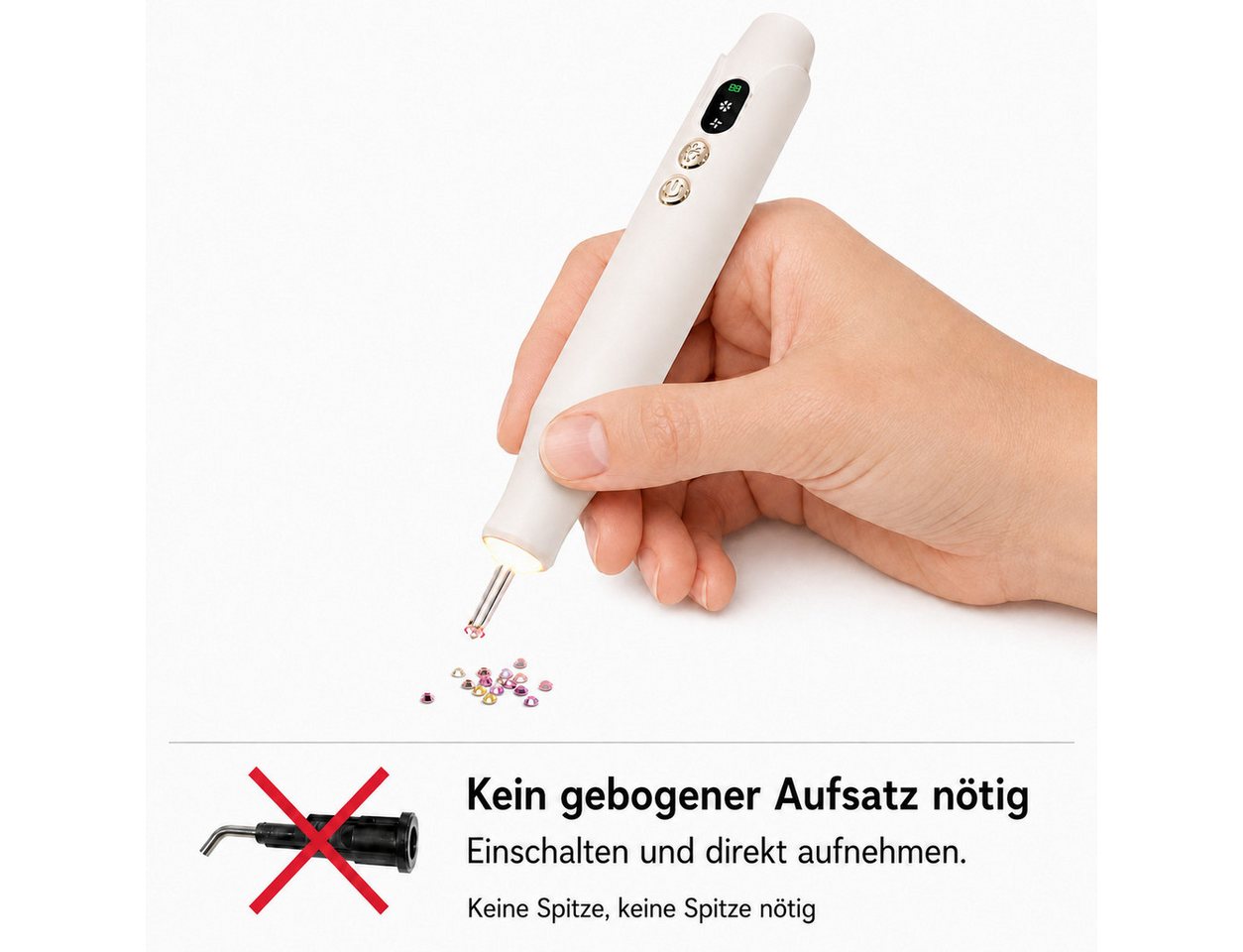 Cetipaw 3D-Drucker-Stift Elektrischer Diamond Painting Zubehör mit Beleuchtung, 7-H-Laufzeit, ein Tipp für alle Arten von Diamanten geeignet, Leiser Saugstift