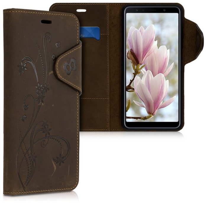 kalibri Handyhülle Hülle für Samsung Galaxy A7 (2018) Leder Schutzhülle - Handy Wallet Case Cover