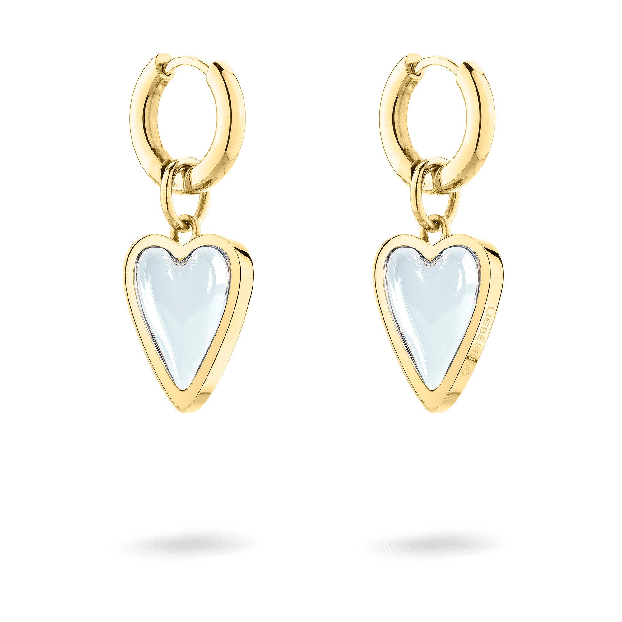 Paar Creolen Schmuck Ohrringe mit abnehmbaren Herz-Einhängern Glass Heart