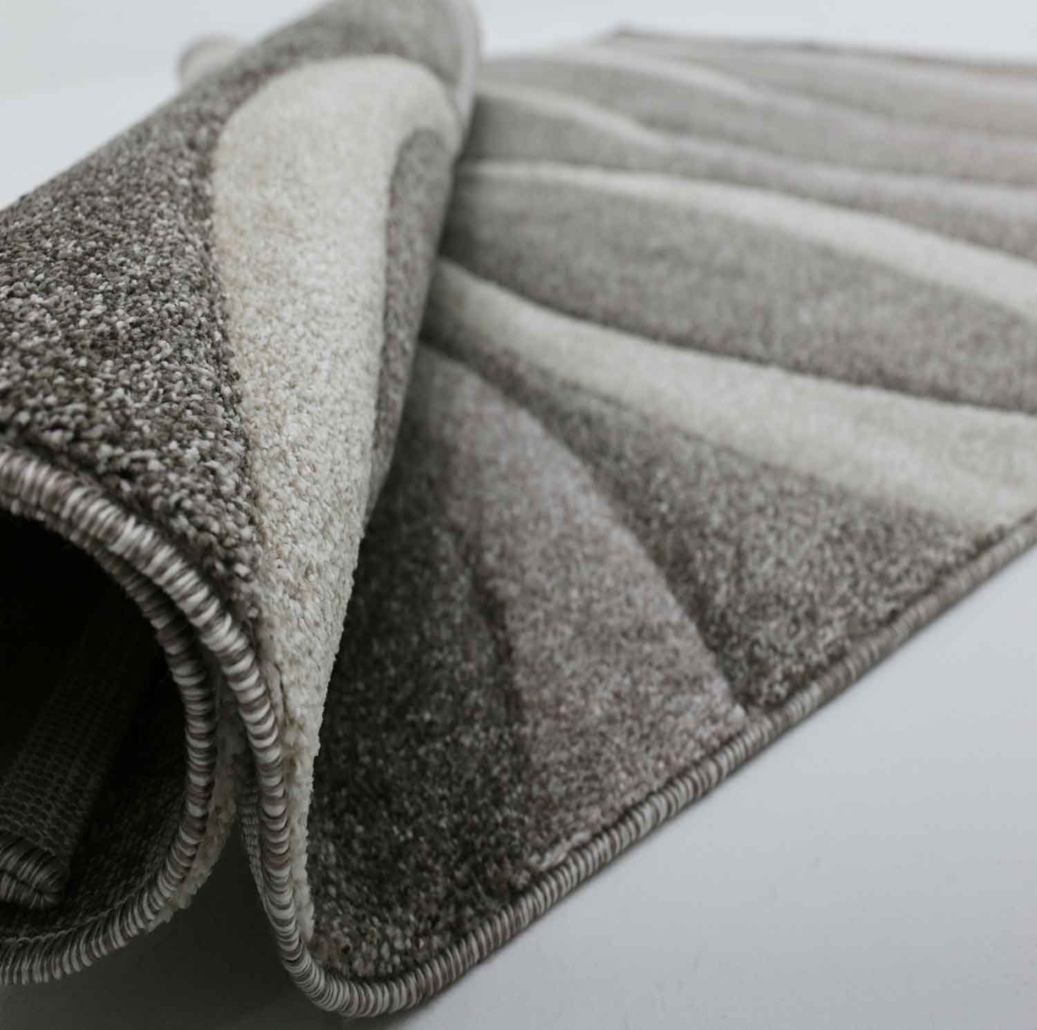 Vimoda Teppich Wohnzimmer hochwertiger Modern Wellenmuster, Rechteckig, Höhe: 12 mm, Hoch tief dichter, angenehmer Teppich in Grau Anthrazit Braun Beige – Bild 3 von 4