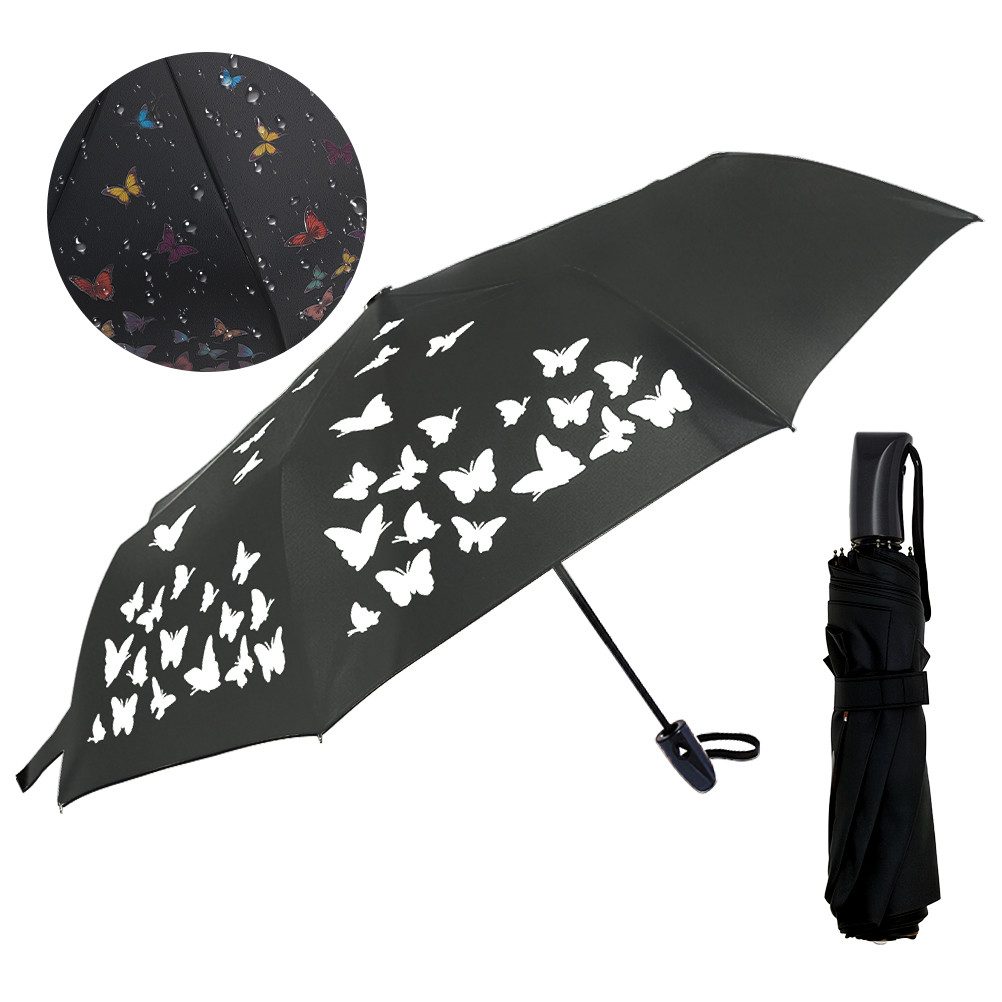 Esun Taschenregenschirm Regenschirm, Umbrella Schirm mit Farbwechsel Regen günstig online kaufen