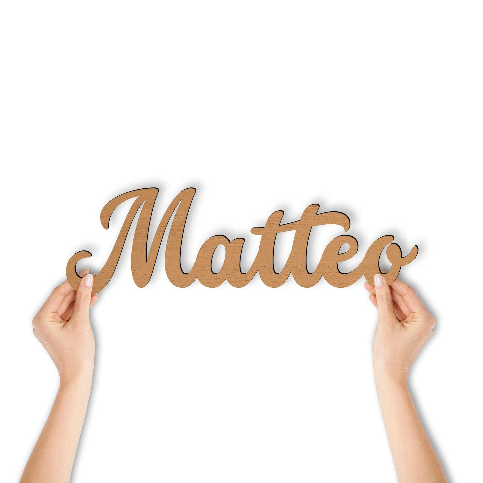 Wandlampe Kinder Matteo Name integriert, Namofactur Holz, Deko Warmweiß Licht Dekolicht Erwachsene & LED fest MDF I LED