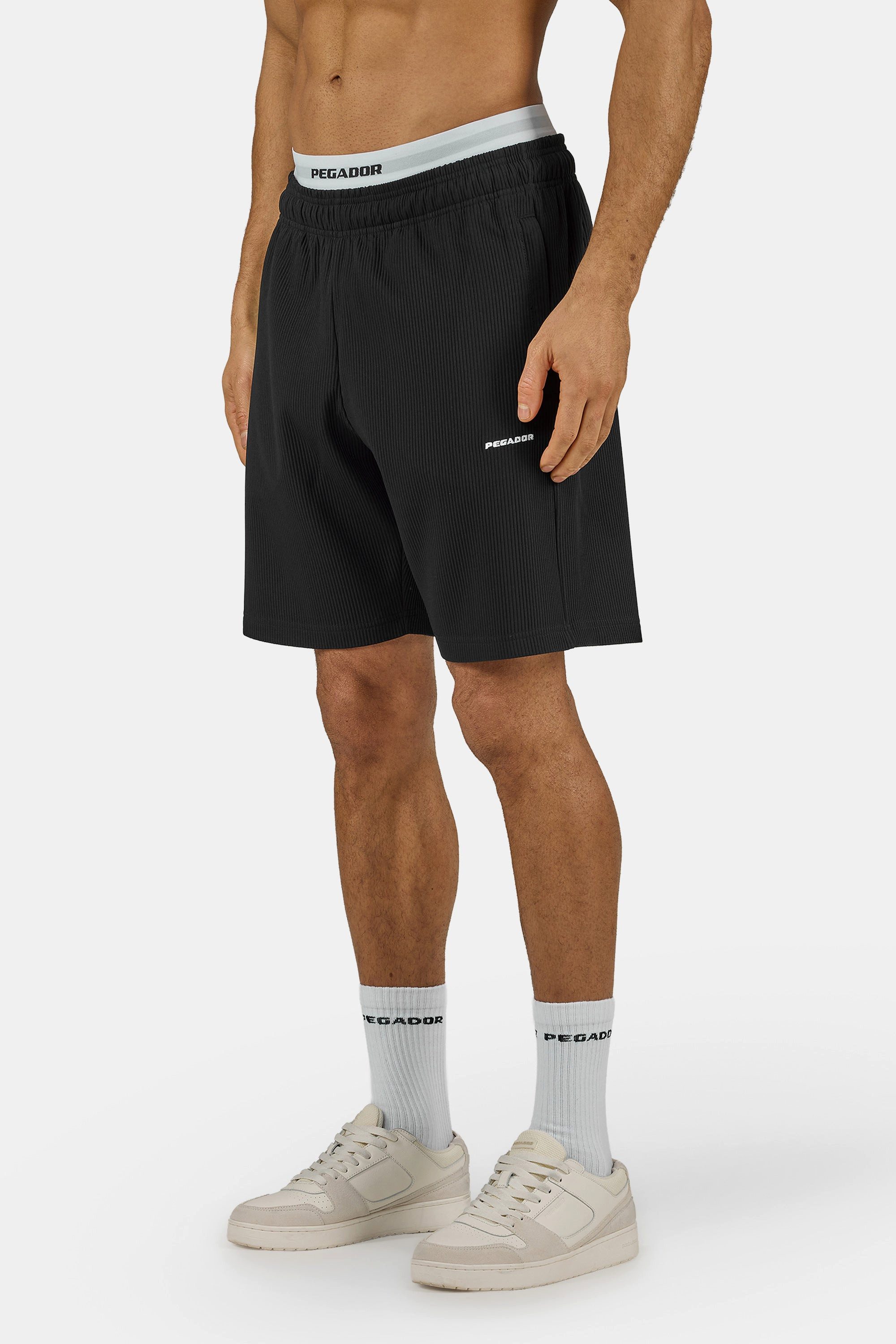 PEGADOR Shorts TROY PLISSEE SHORTS Baumwollmischung, regular fit