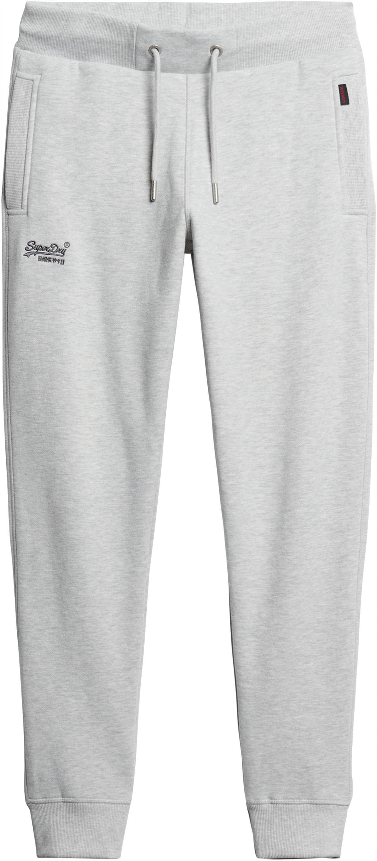 grey der Superdry JOGGERS Logoetikett ESSENTIAL Tasche glacier Sweathose LOGO an