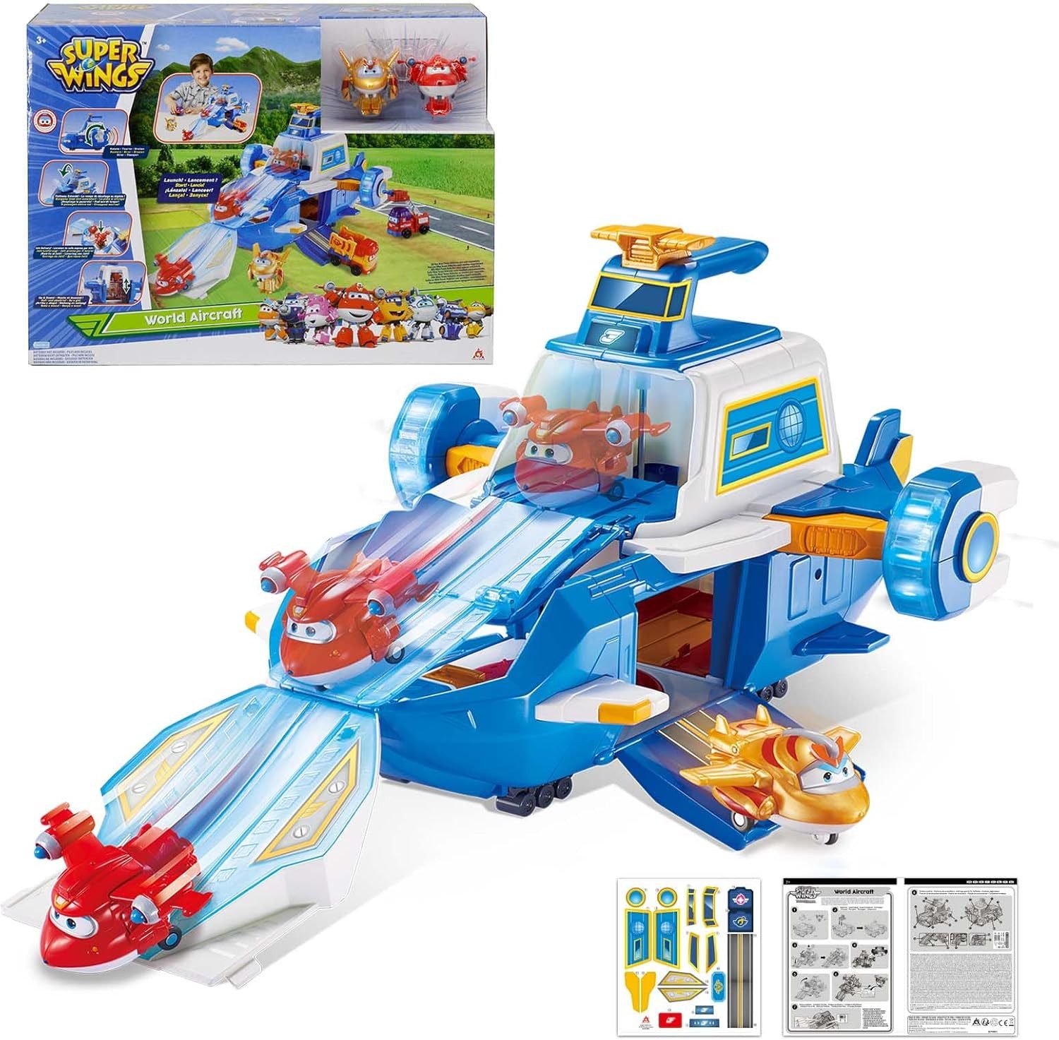 Super Wings Spielzeug-Flugzeug World Aircraft Flughafen mit 2 Flugzeugen