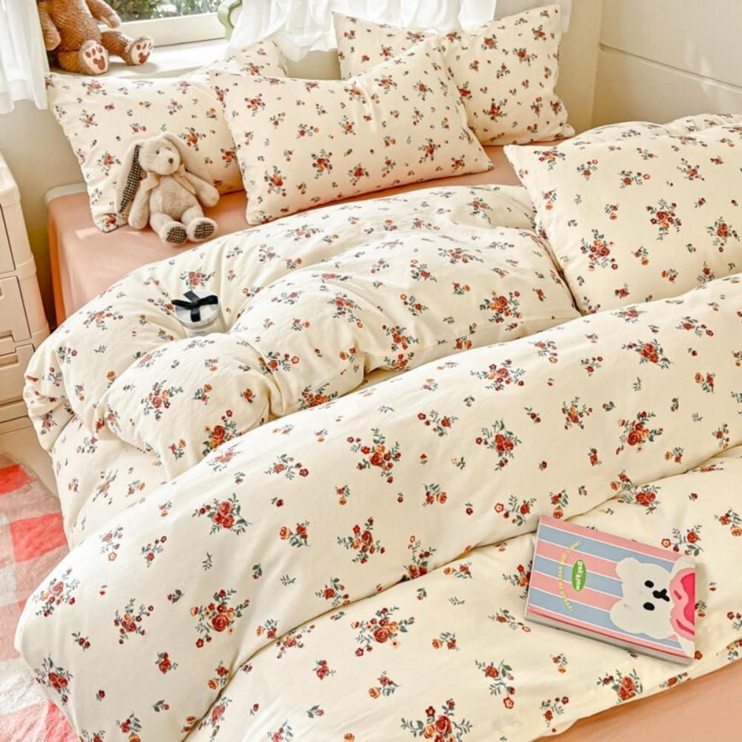 LuxusKollektion Bettwäsche Bettwäsche 140x200 beige Blumenrose