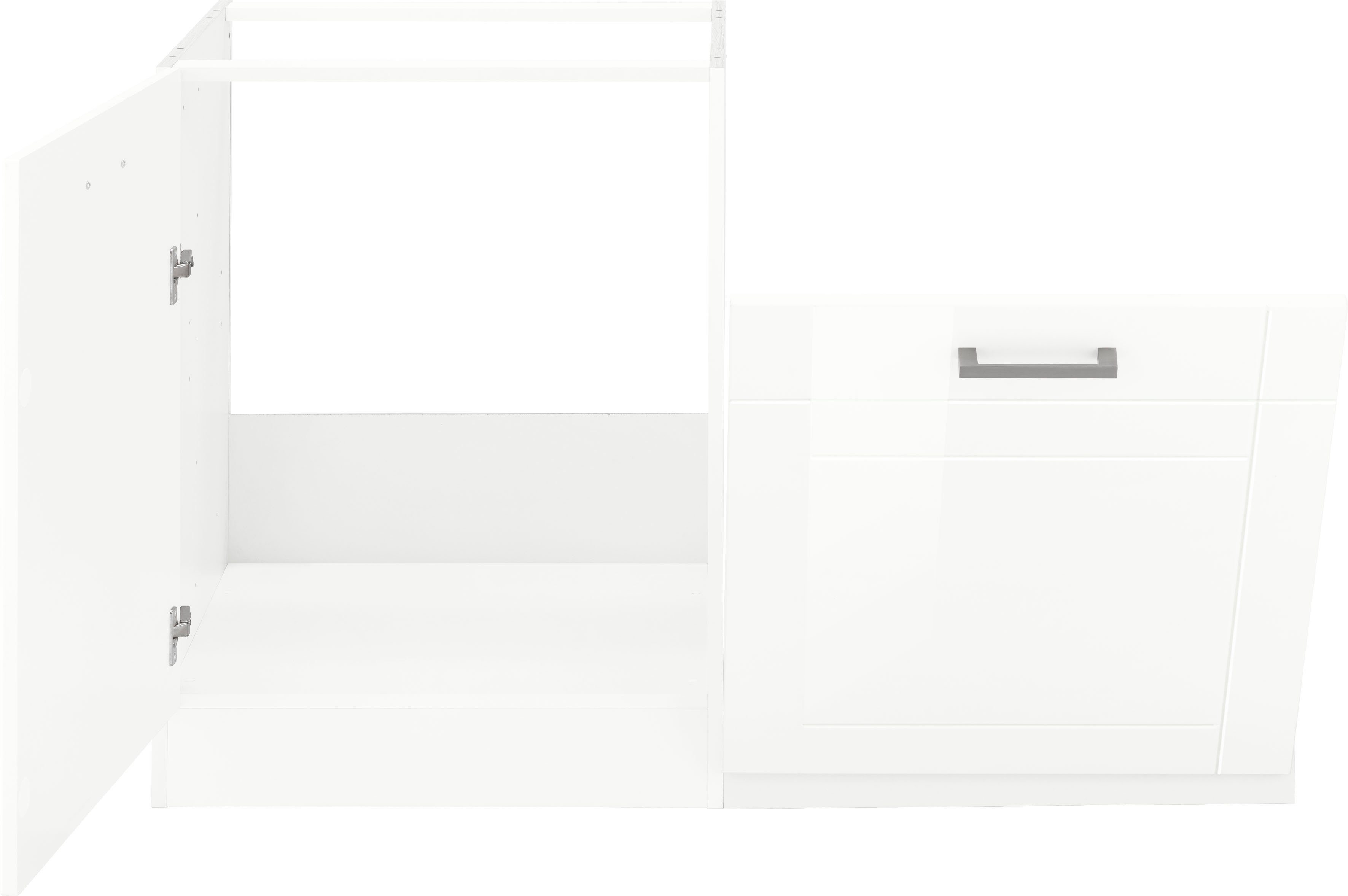 KOCHSTATION Spülenschrank KS-Tinnum 120 cm breit, MDF-Fronten, Metallgriffe, inklusive Einbauspüle