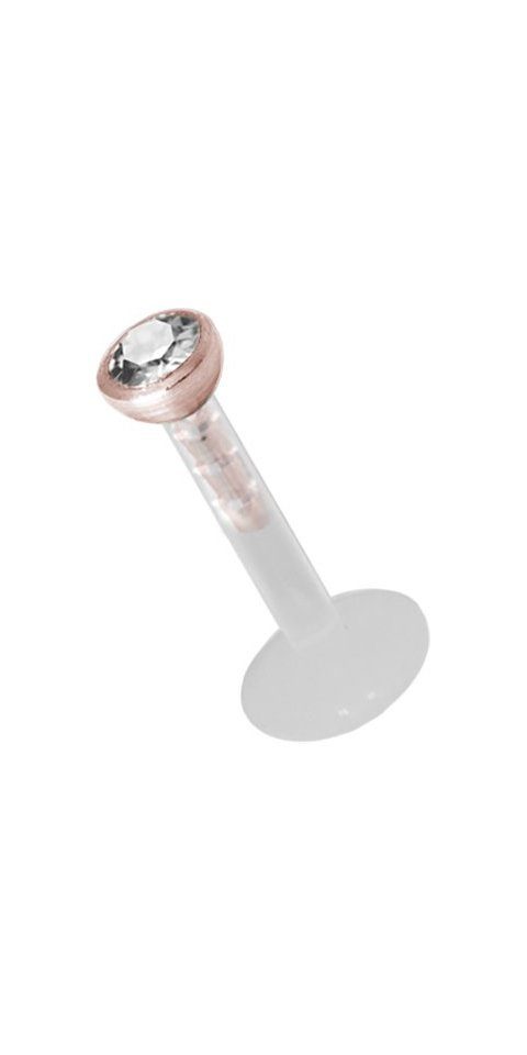 Nasenpiercing Labret Bioplast Transparent Lippen Piercing Aufsatz Stahl Roségold