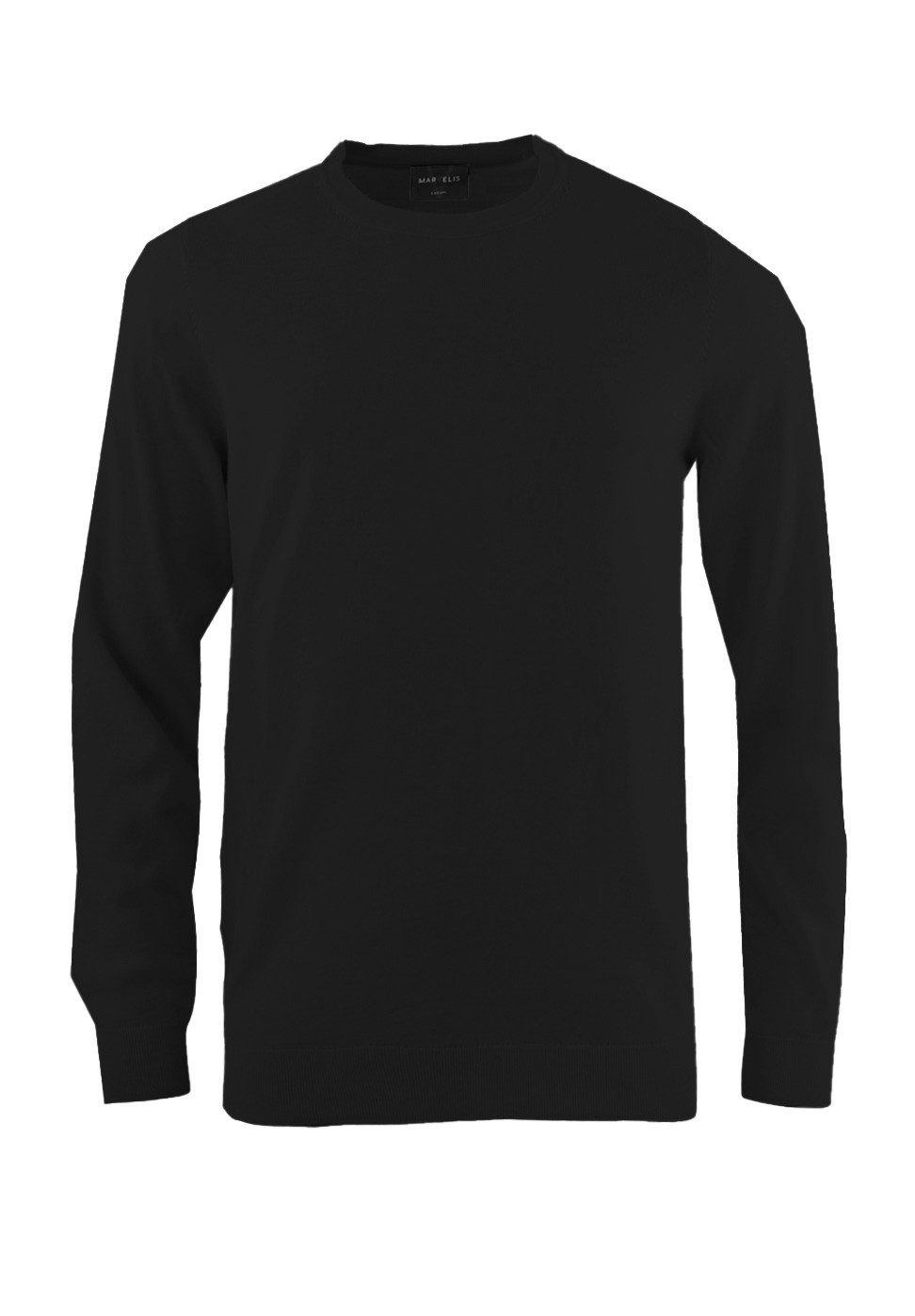 MARVELIS Rundhalspullover Pullover - Merino - Casual Fit - Rundhals - Einfarbig - Schwarz