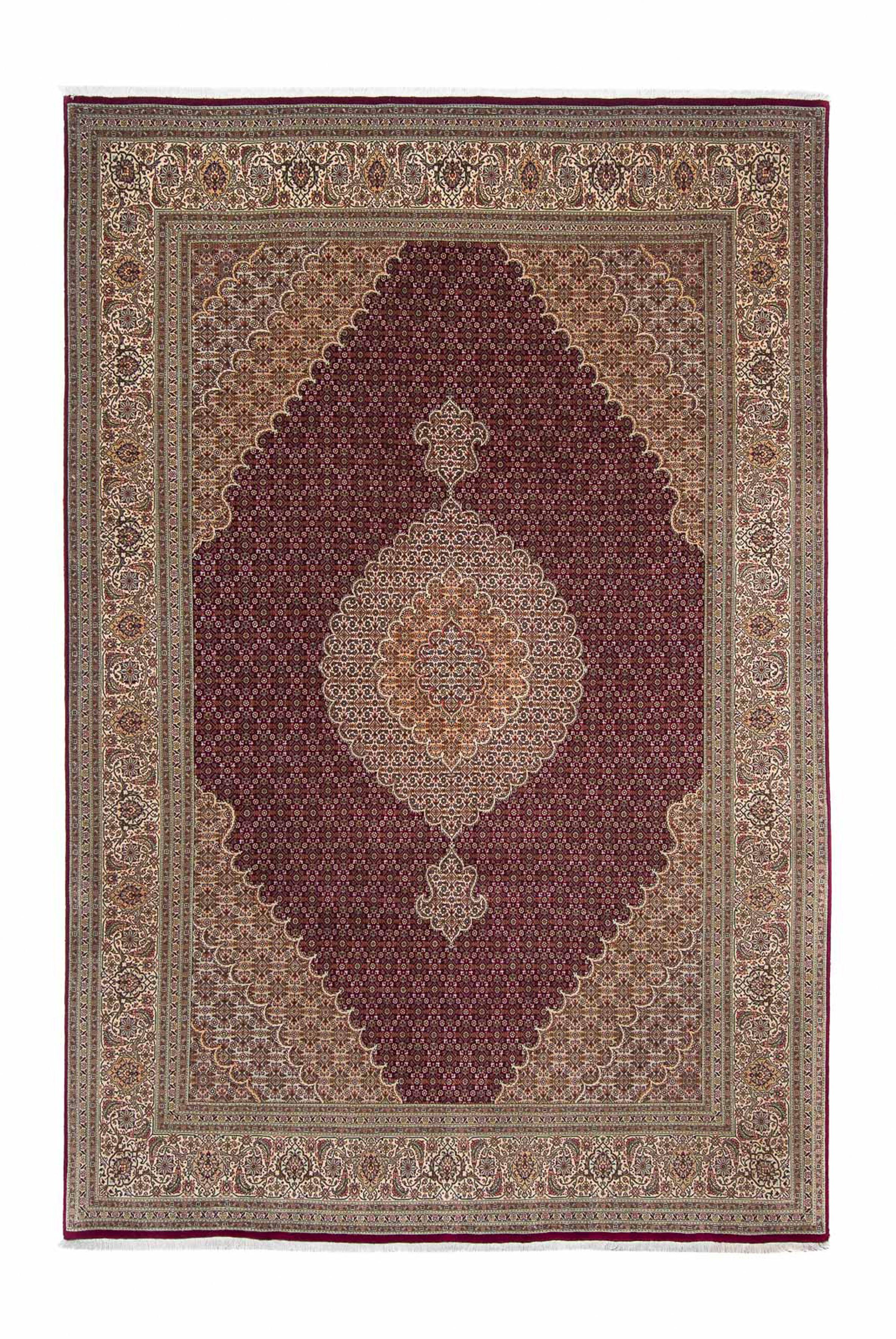 Orientteppich Perser - Täbriz - cm dunkelrot, mit morgenland, mm, Zertifikat Handgeknüpft, 200 Wohnzimmer, 10 Höhe: x 300 - Einzelstück rechteckig