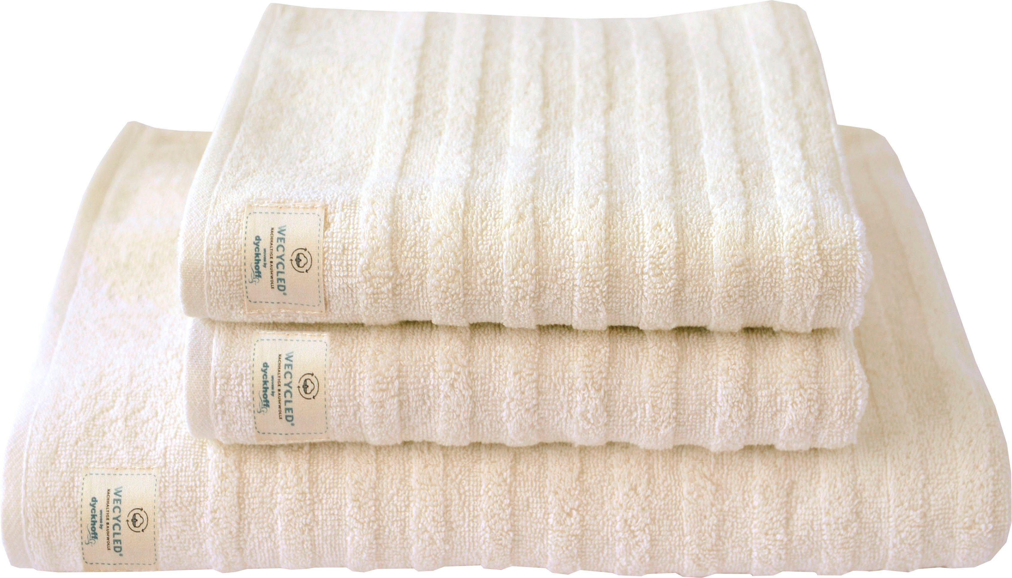 Walkfrottier, Wecycled, (3-tlg), Dyckhoff Set Handtuch zertifizierter Bio-Baumwolle aus natur