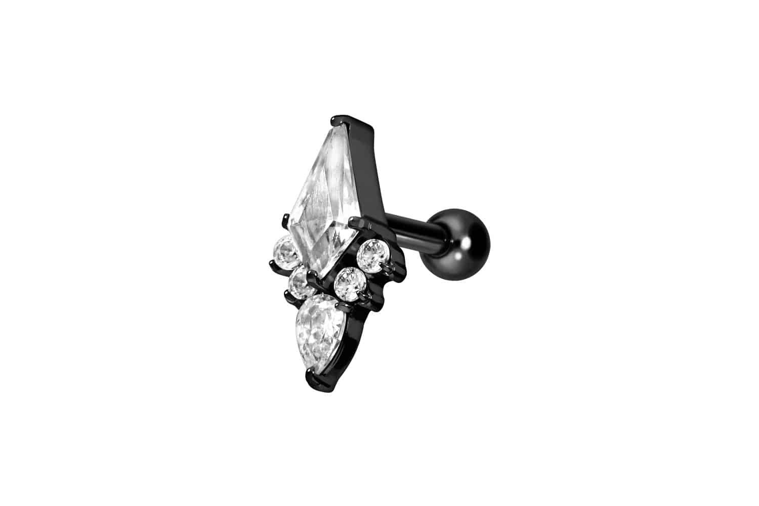 Piercing-Set Titan Ohrpiercing mit Innengewinde KRISTALLSCHILD