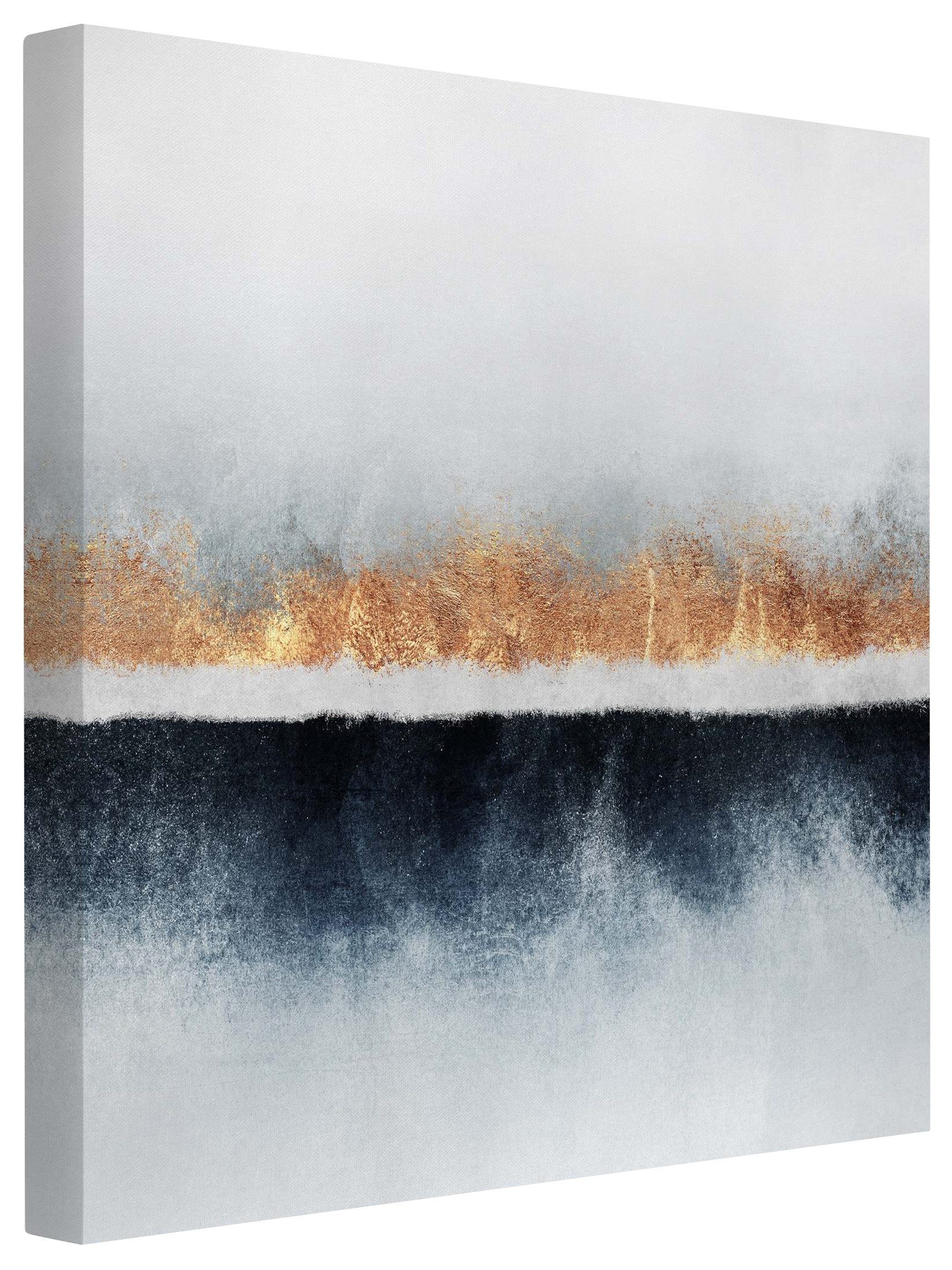 Bilderdepot24 Leinwandbild Kunstdruck Goldener Horizont Aquarell gold Bild auf Leinwand Groß XXL, Wohnzimmer Schlafzimmer Küche Flur Wandbild Kunstkopie Wanddeko Druck