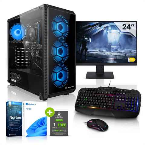 Megaport Gaming-PC-Komplettsystem (24", AMD Ryzen 7 5700G 8x 3.80GHz 5700G, AMD Vega 8 integriert, 16 GB RAM, 1000 GB HDD, 500 GB SSD, Windows 11, WLAN)