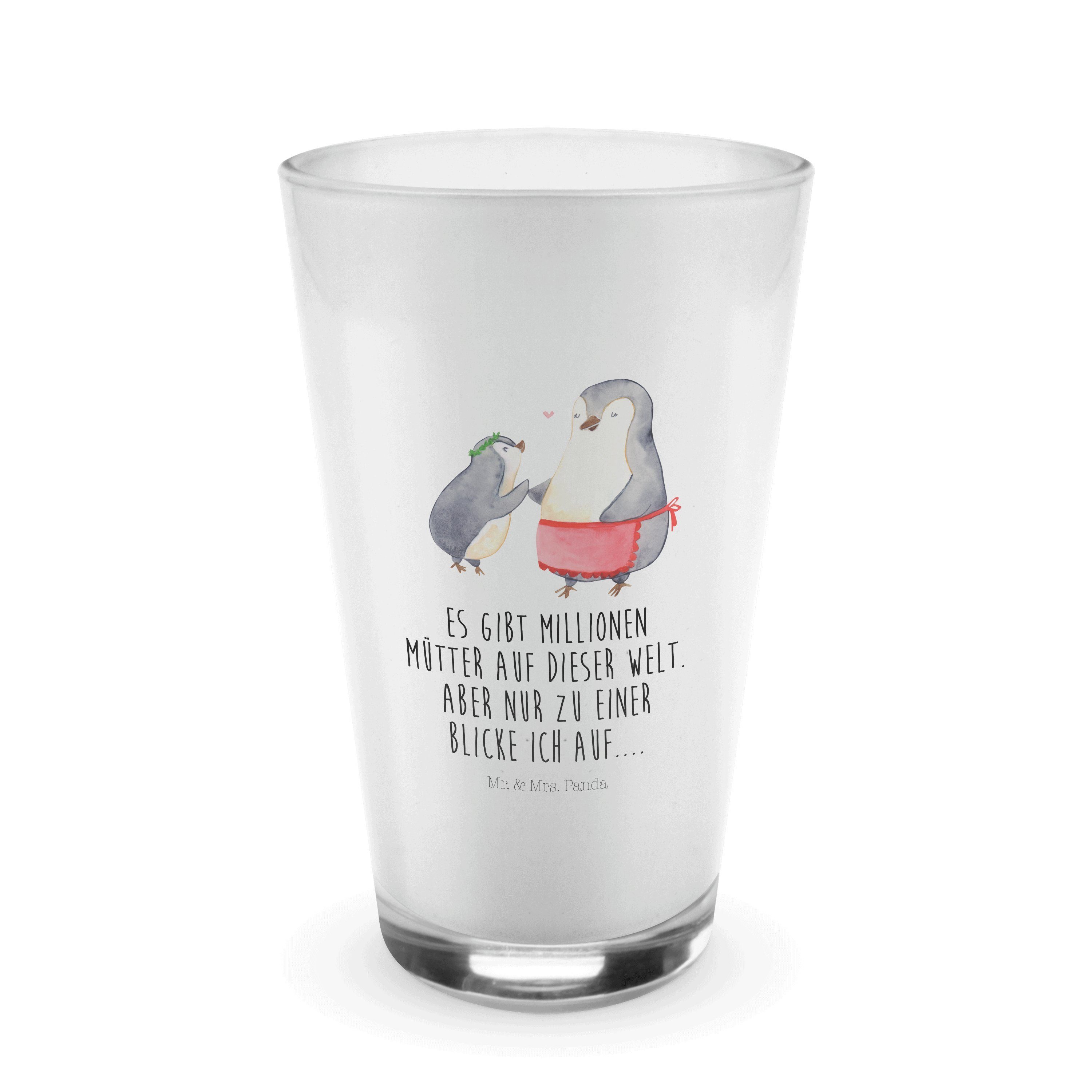 Mr. & Mrs. Panda Glas Pinguin mit Kind - Transparent - Geschenk, Mutti, Lieblingsmensch, Sc, Premium Glas