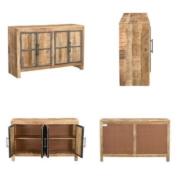 baario Sideboard Sideboard VLAKA Industrial Vintage, 140 cm Massivholz & Eisen Anrichte
