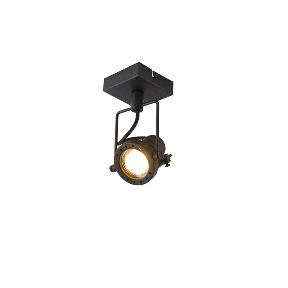 Qazqa LED Aufbaustrahler Suplux, ohne Leuchtmittel, Warmweiß, QAZQA Aufbau­spot, gu10, Schwarz, Stahl, Industrie