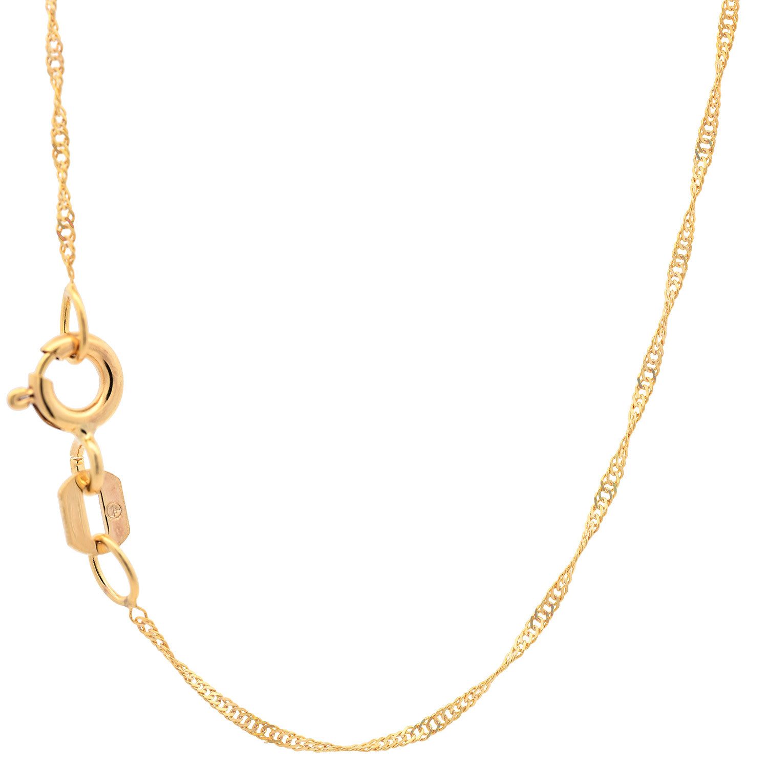 HOPLO Goldkette Goldkette Singapurkette Halskette 1,0 mm 40 cm 750 - 18 Karat Gold, Made in Germany