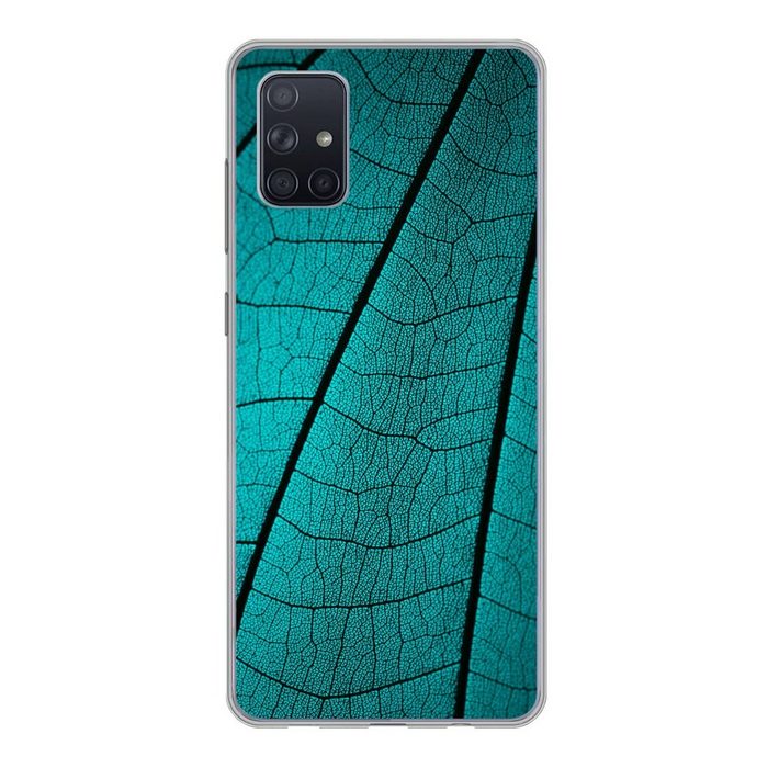 MuchoWow Handyhülle Türkisfarbenes Blattskelett Phone Case Handyhülle Samsung Galaxy A71 Silikon Schutzhülle