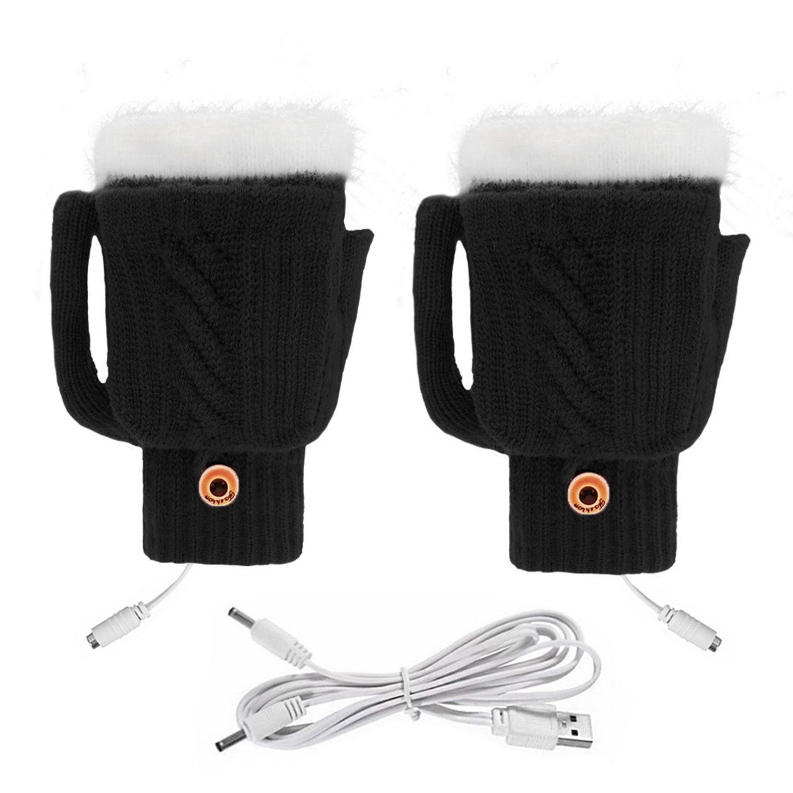 Blusmart Fleecehandschuhe Hochelastischer, Für Kaltes Weicher Schwarz Wetter, Fleecehandschuhe USB-beheizte Handschuhe