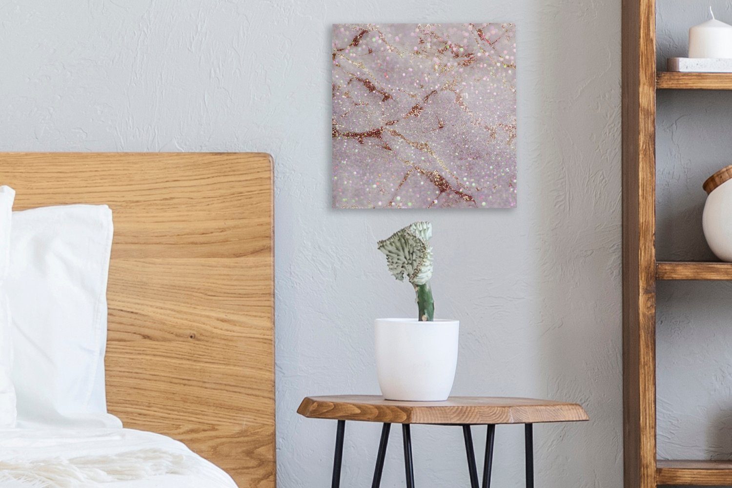 Bilder - bunt Wohnzimmer Lila für Leinwandbild Glitter, - OneMillionCanvasses® St), Marmor (1 Schlafzimmer Leinwand