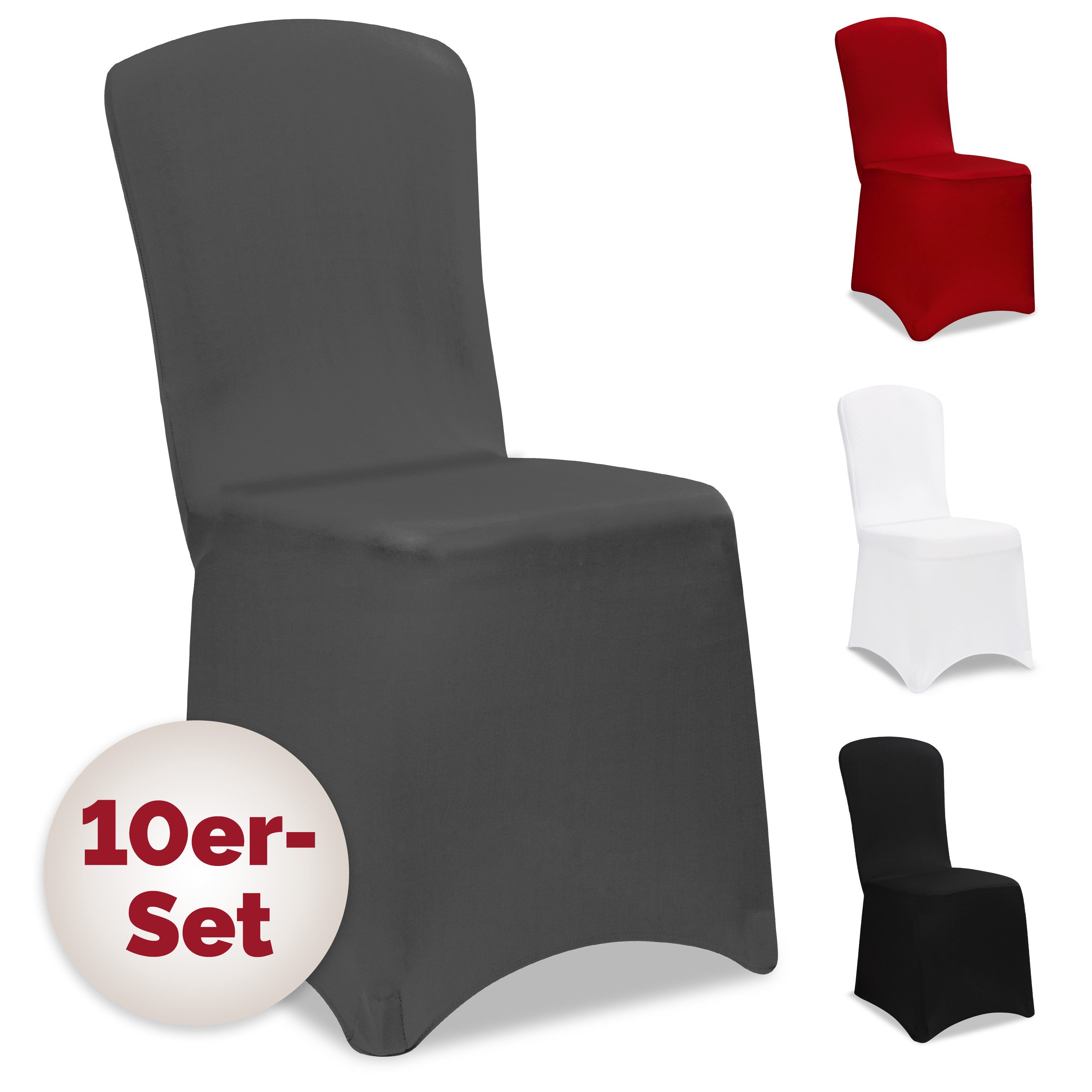Detex Stuhlhusse, 10er Set Stretch Hussen für Stühle OEKO-TEX Überwurf Hochzeit Grau
