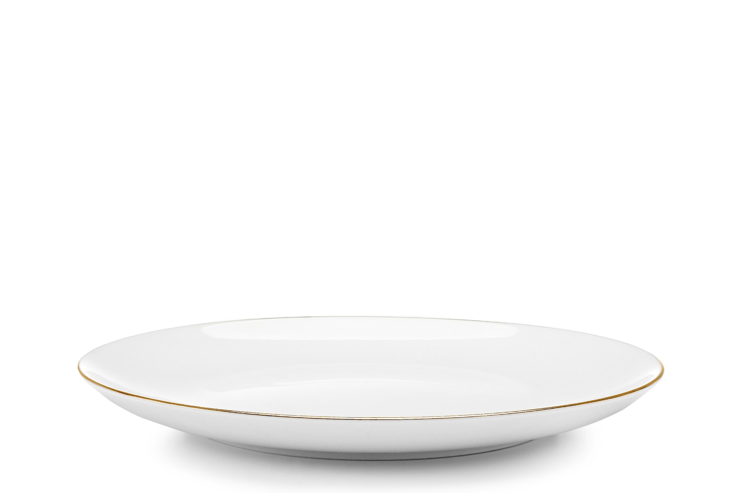 6 Konsimo Weiß/Gold rund, Speiseteller Dessertteller Porzellan, Suppenteller Personen, (18-tlg), Tafelservice ⌀27/⌀20,5/⌀18cm BOSS