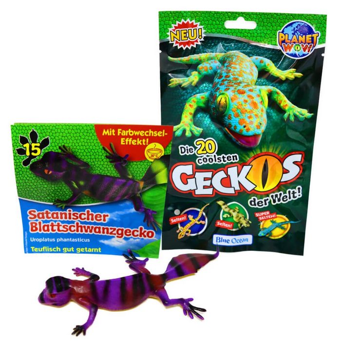 Blue Ocean Sammelfigur Blue Ocean Geckos Sammelfiguren 2023 - Planet Wow (Set) Geckos - Figur 15. Satanischer Blattschwanzgecko (Mit Farbwechsel Effekt)