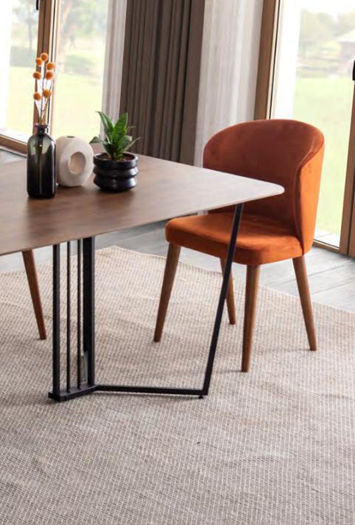 JVmoebel Stuhl Stuhl Orange Esszimmer Modern Stühle Polster Stoff Design Luxus, Made In Europe
