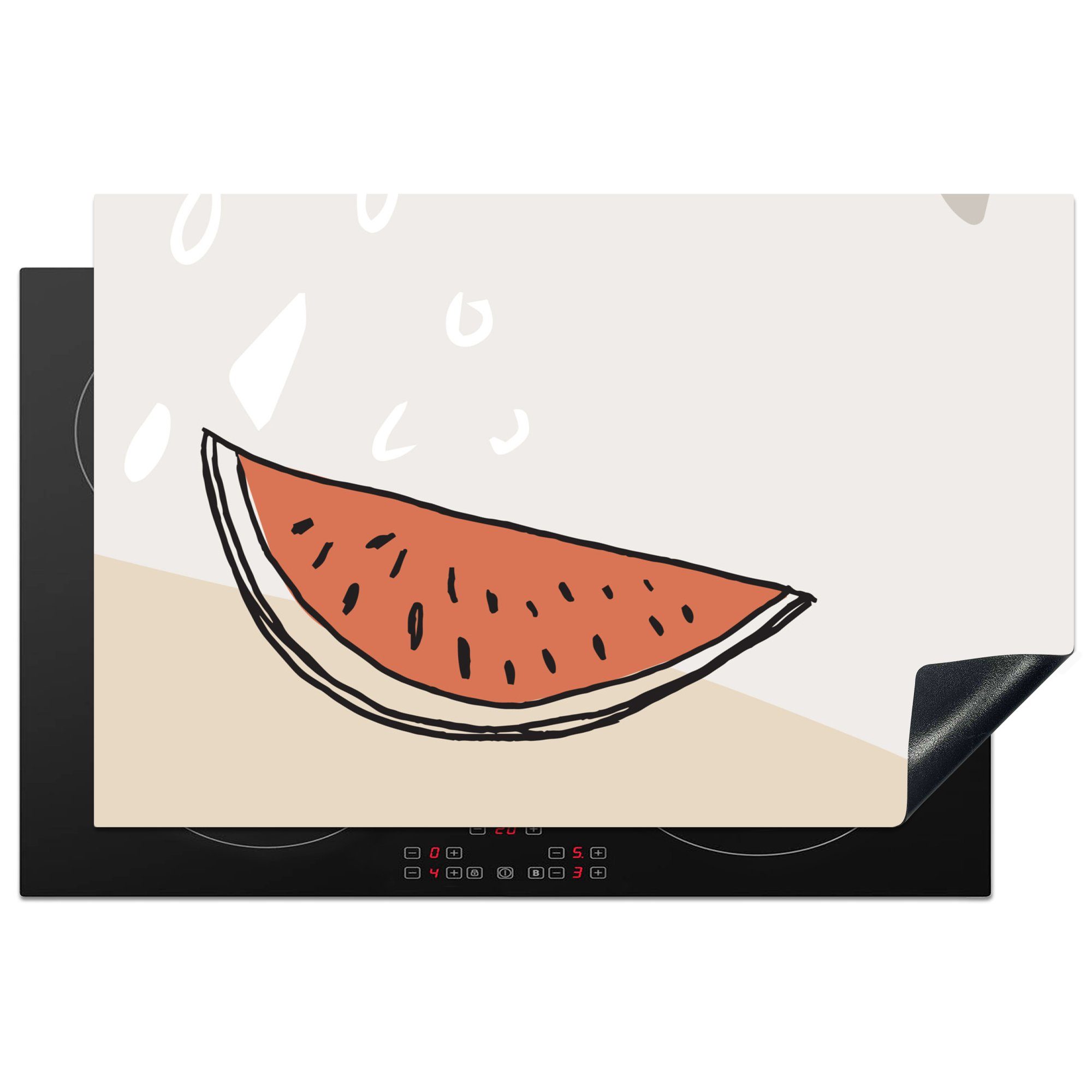 MuchoWow Herdblende-/Abdeckplatte Sommer - Melone - Rot, Vinyl, (1 tlg), 81x52 cm, Induktionskochfeld Schutz für die küche, Ceranfeldabdeckung