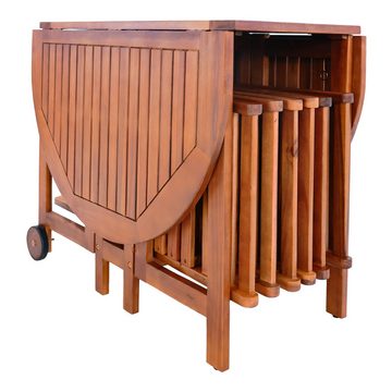 en.casa Garten-Essgruppe, (Set, 7-tlg., 1 Tisch, 6 Stühle), »Acerenza« Akazienholz Holzfarben